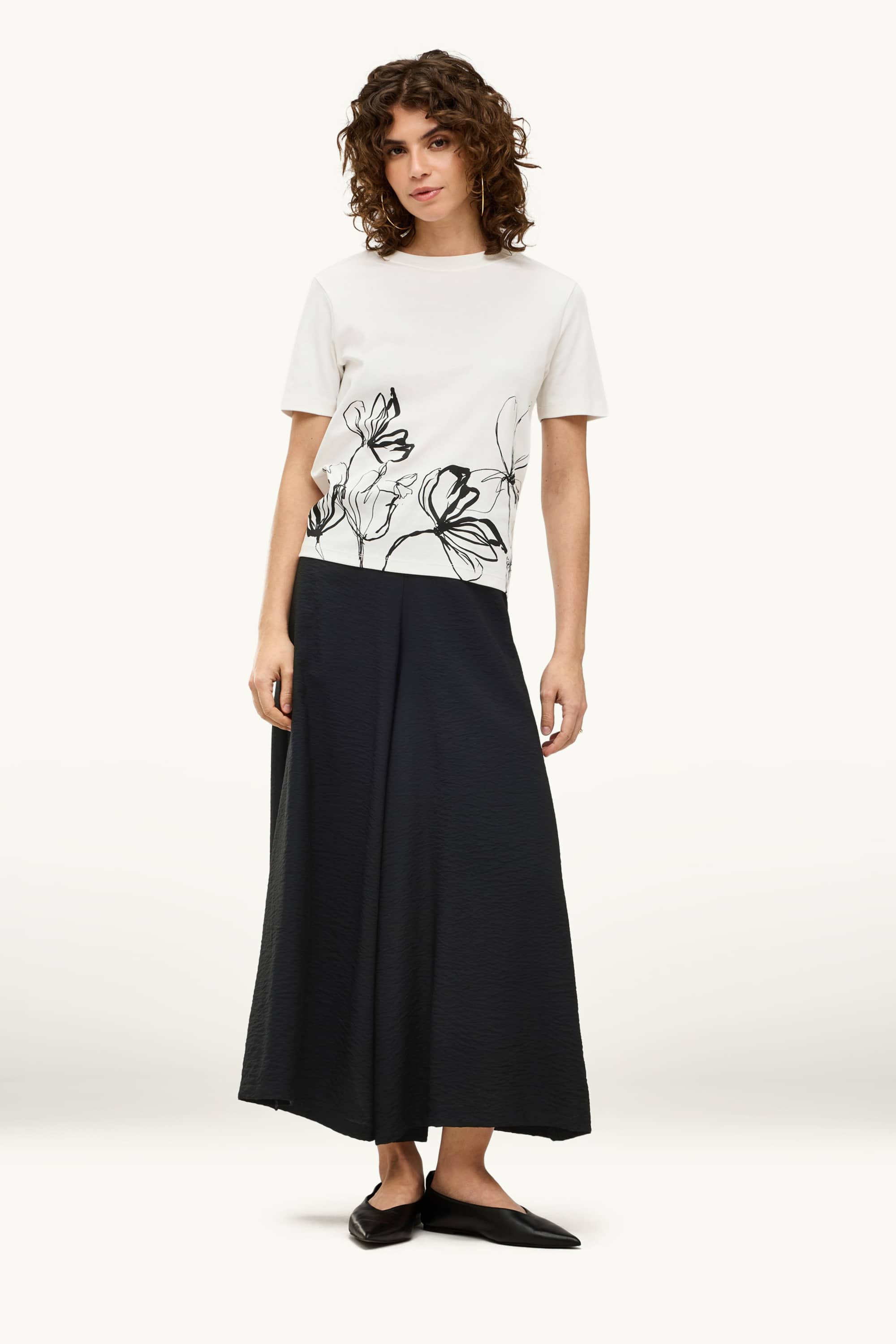 Cropped cloth trousers - high waist - palazzo black
