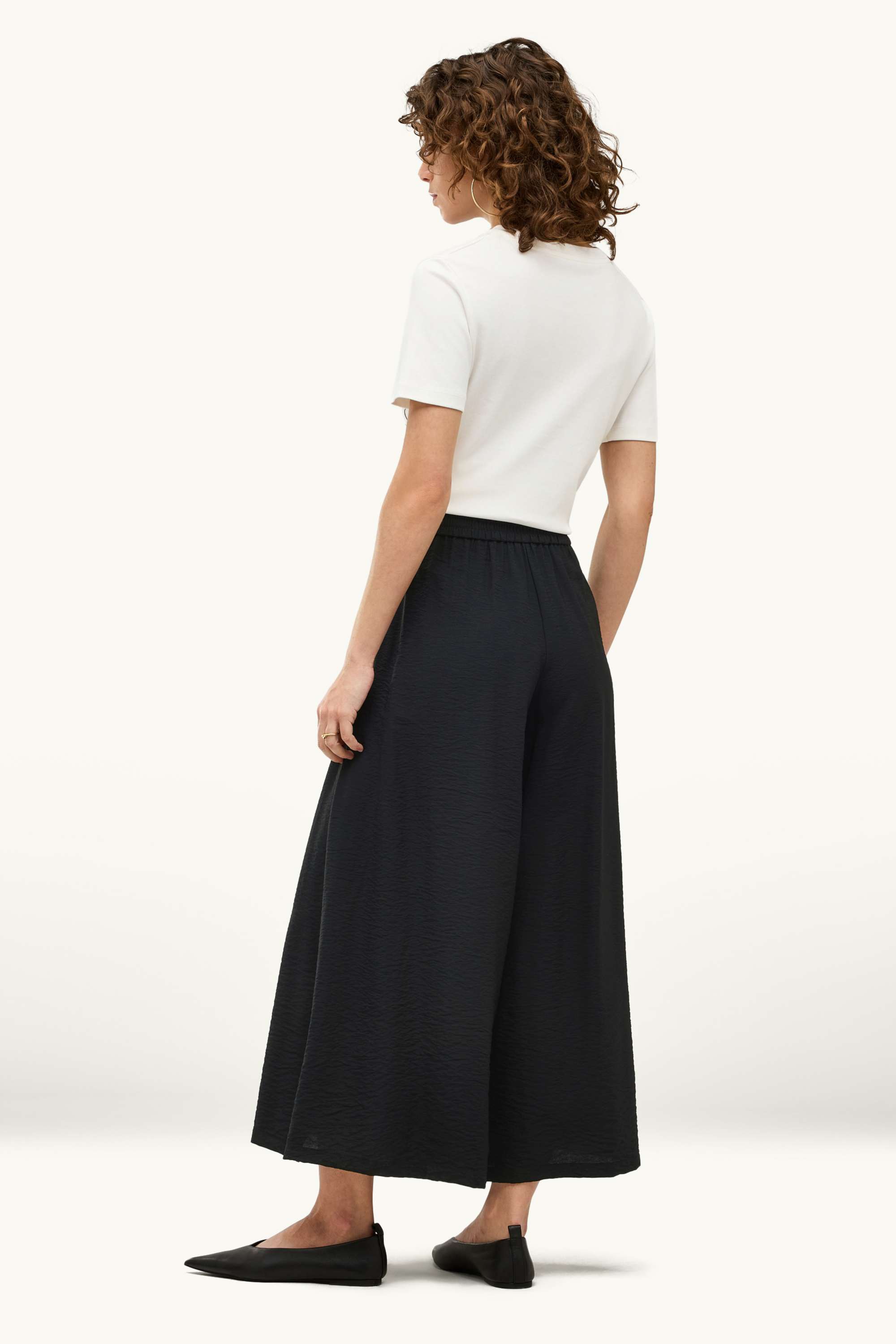 Cropped cloth trousers - high waist - palazzo black
