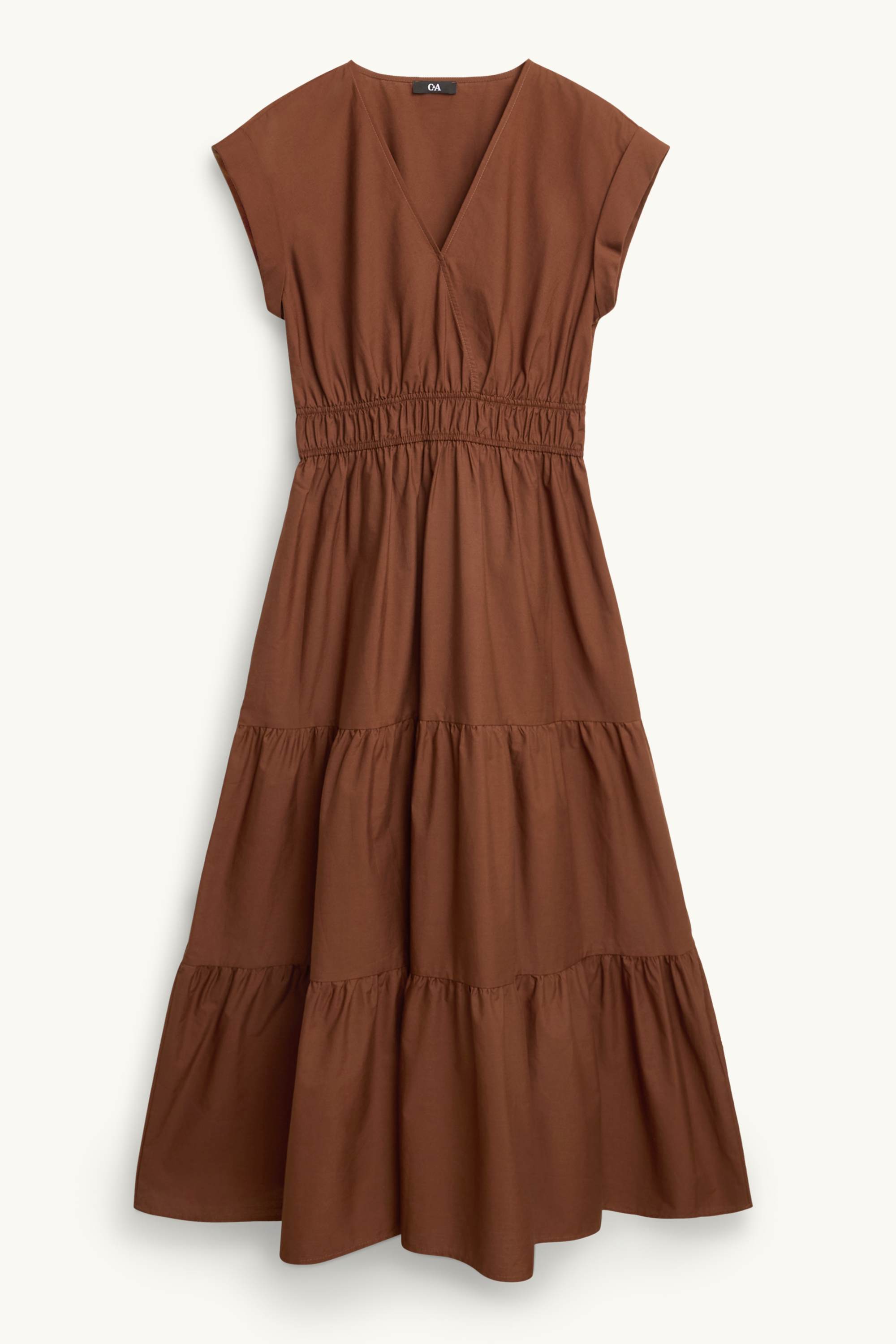 Fit & flare V-neck dress brown