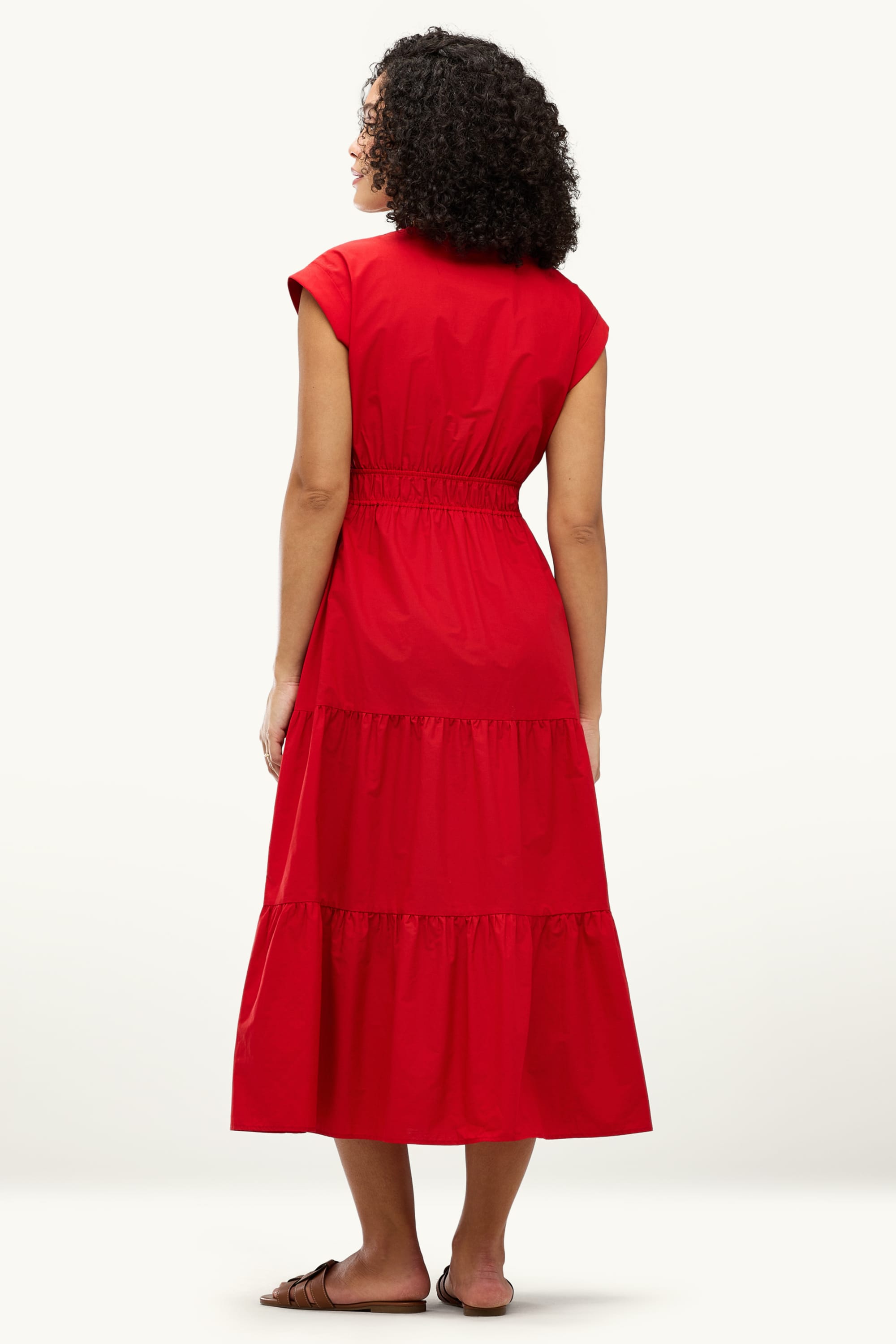 Fit & flare V-neck dress red
