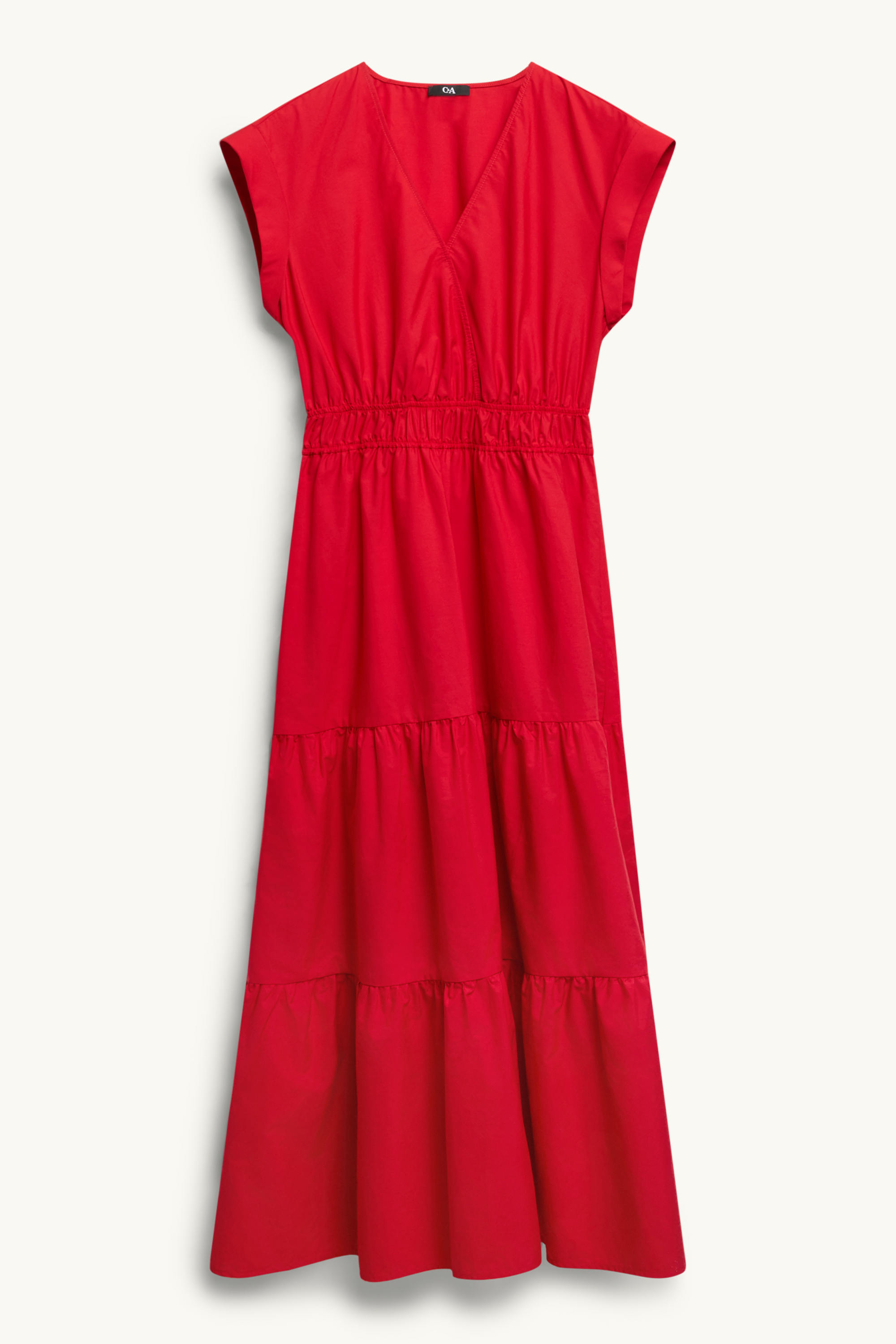Fit & flare V-neck dress red