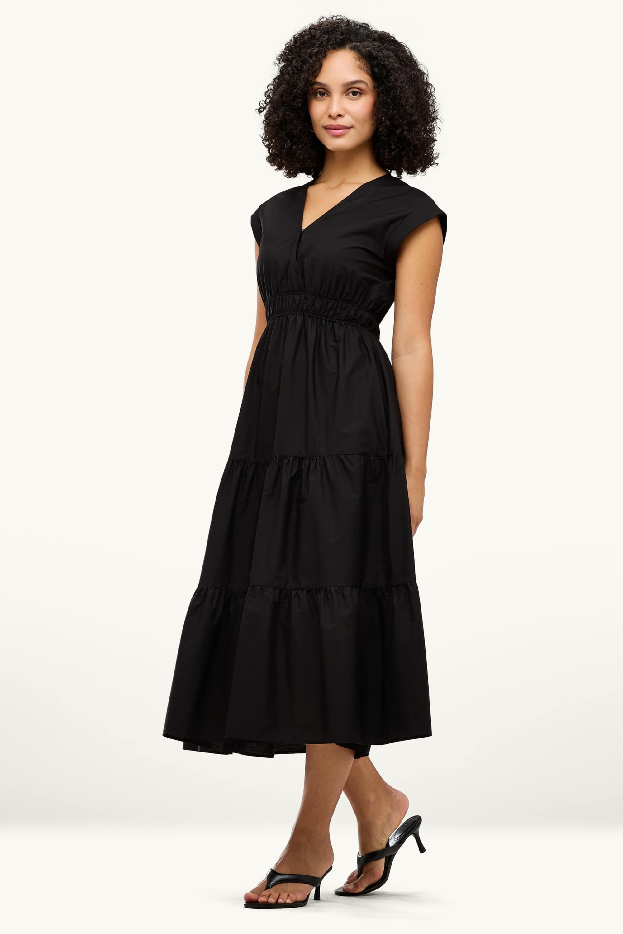 Fit & flare V-neck dress black