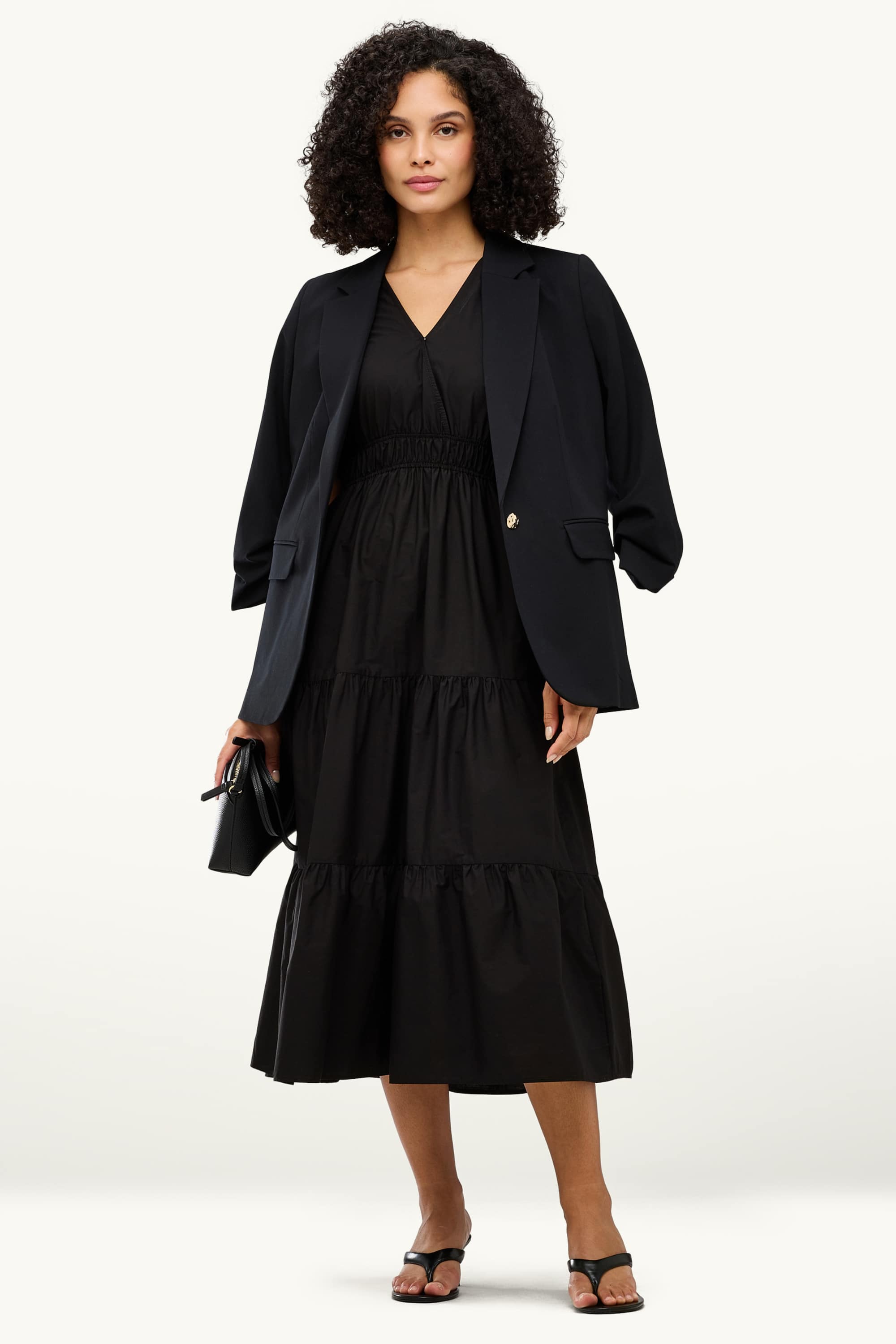 Fit & flare V-neck dress black