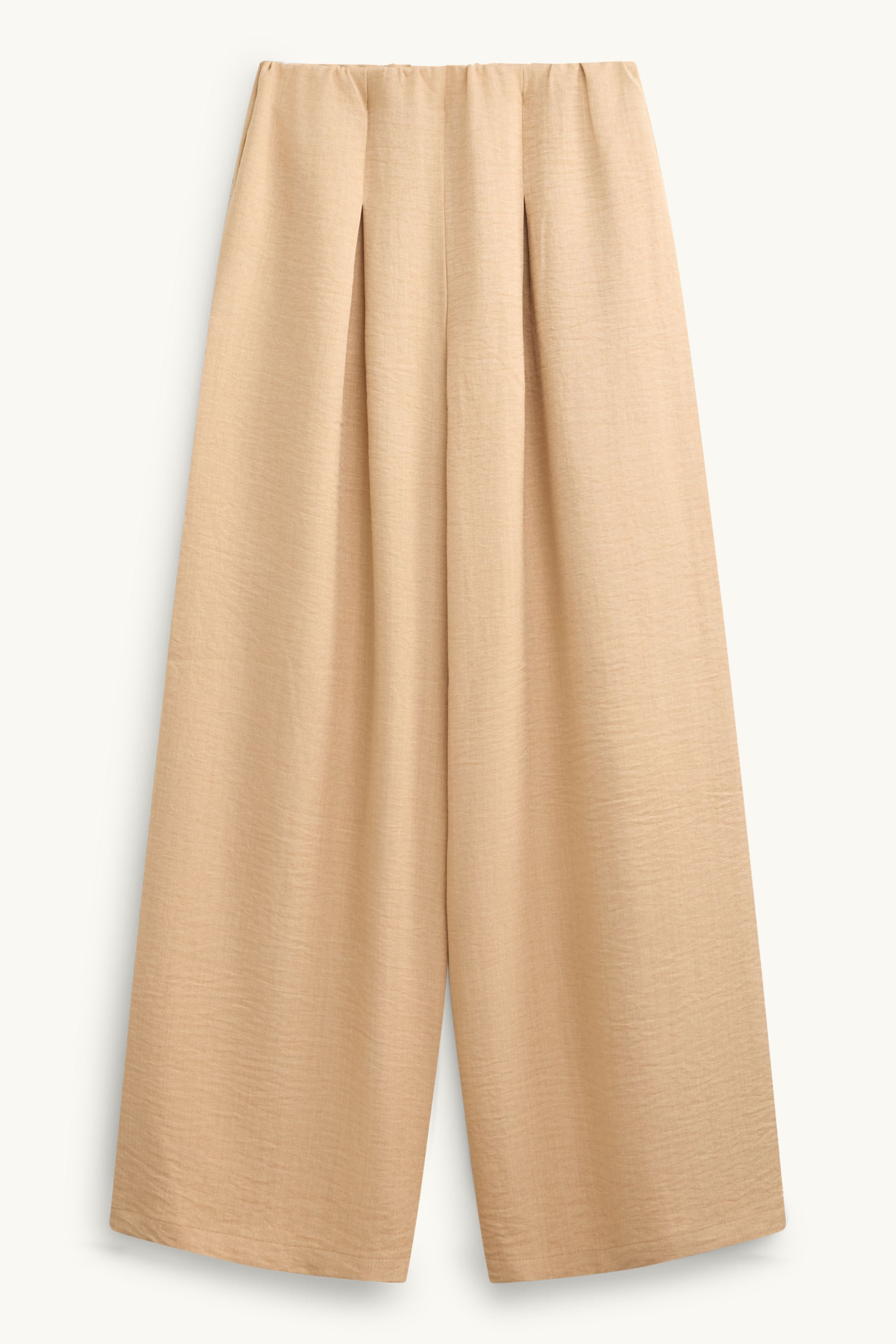 Cloth trousers - mid-rise waist - wide leg beige