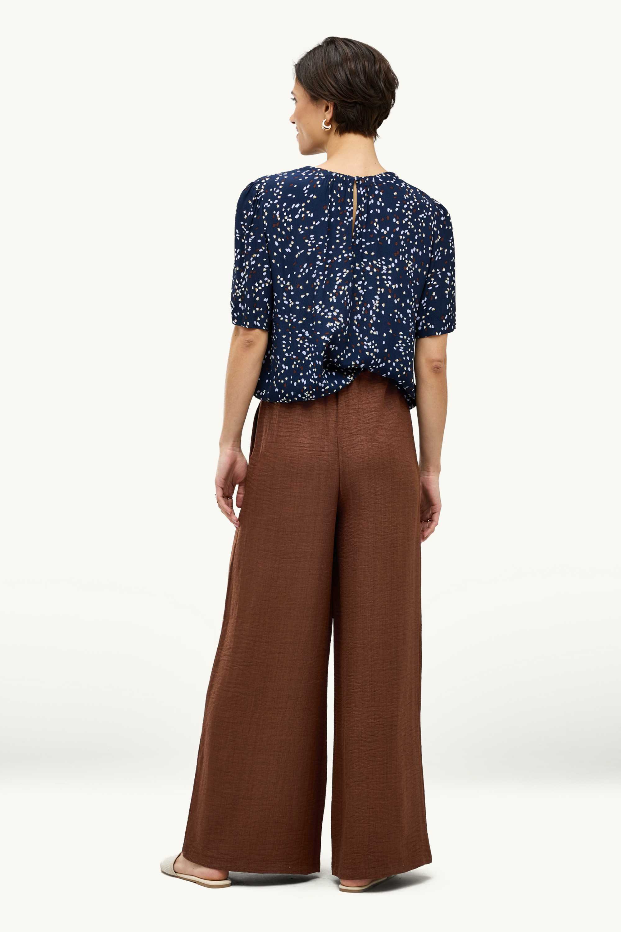 Cloth trousers - mid-rise waist - wide leg brown