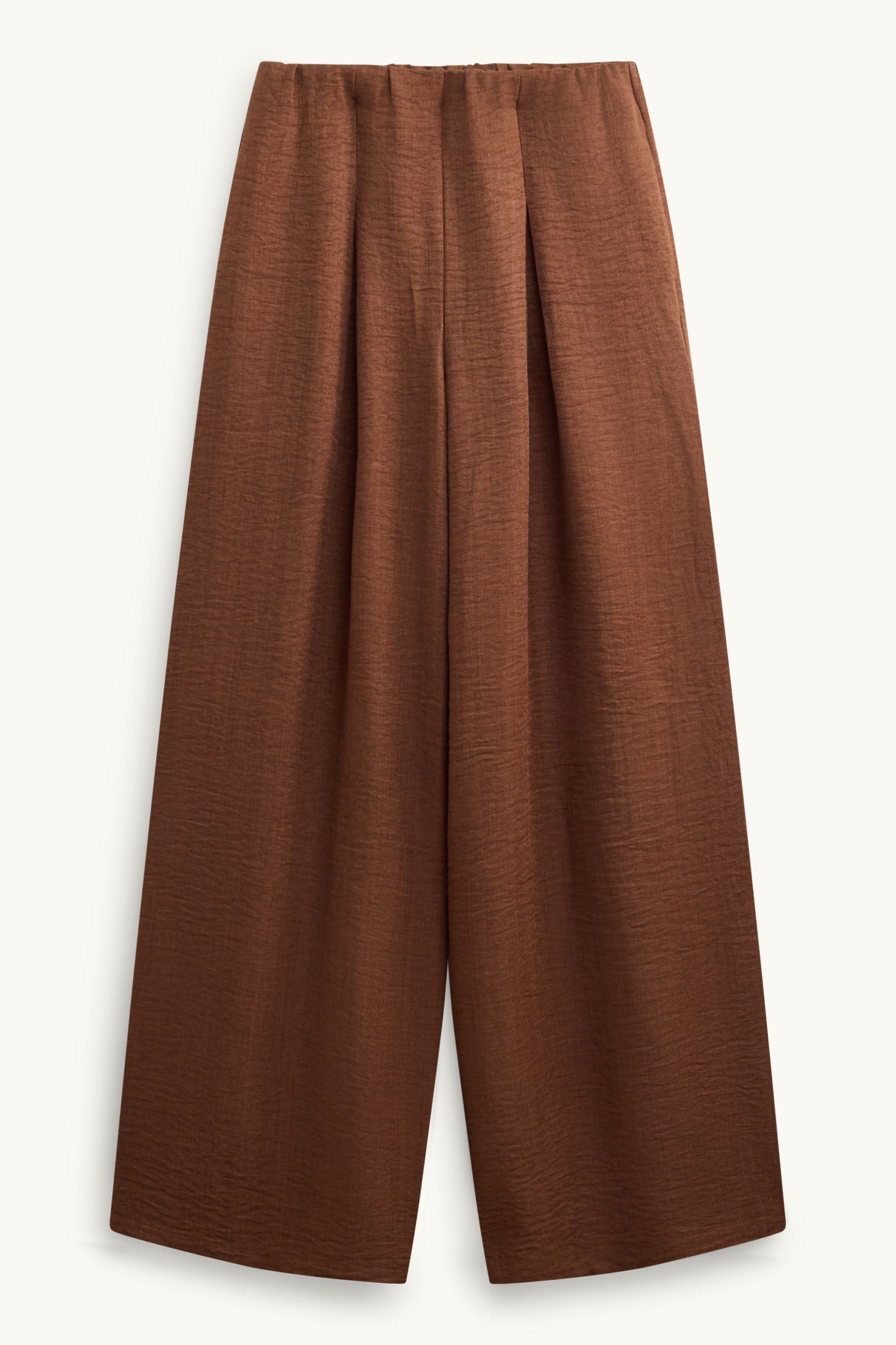 Cloth trousers - mid-rise waist - wide leg brown
