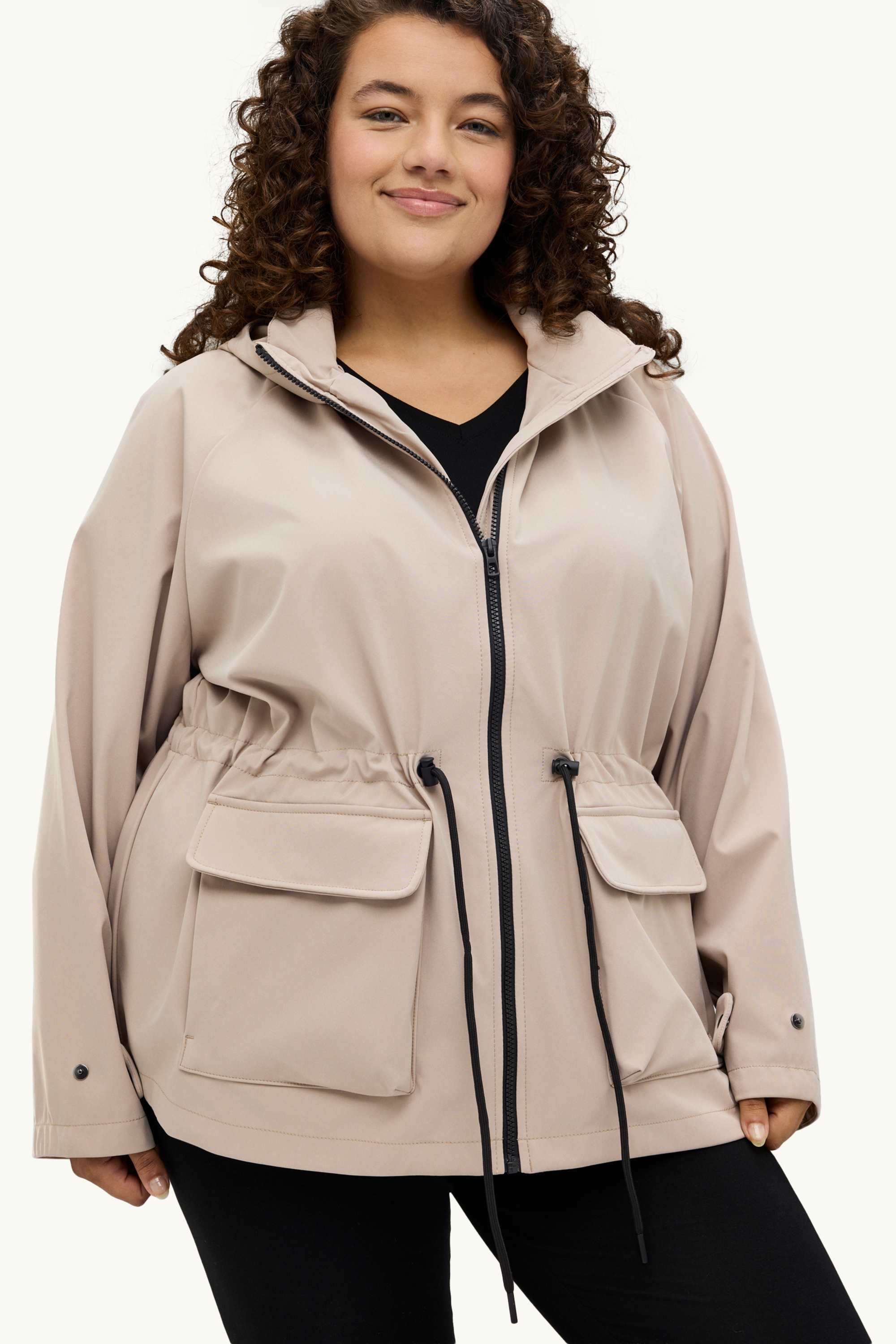 Softshell jacket with hood - water-repellent - 4 Way Stretch beige