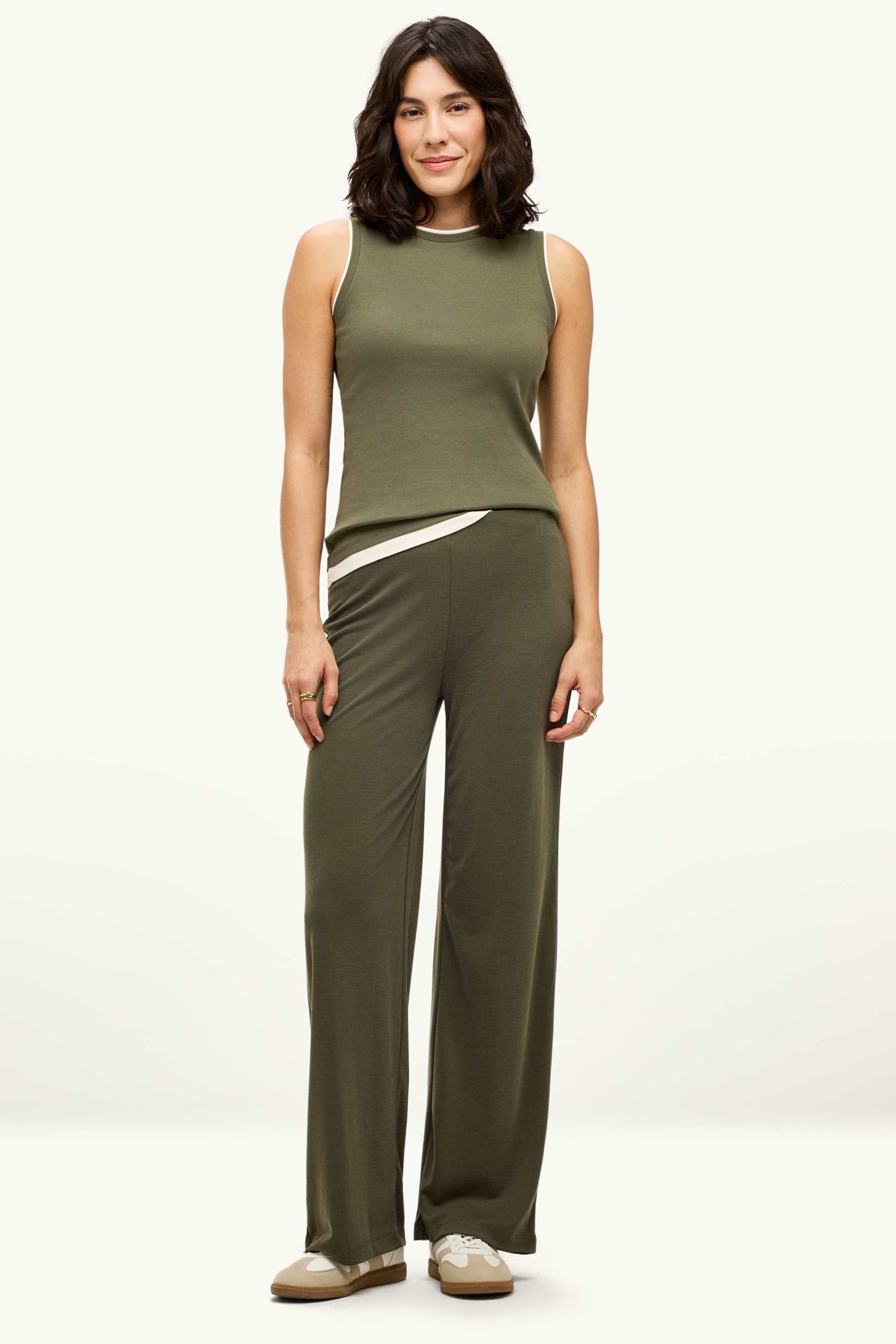 Top - 2-in-1 look khaki