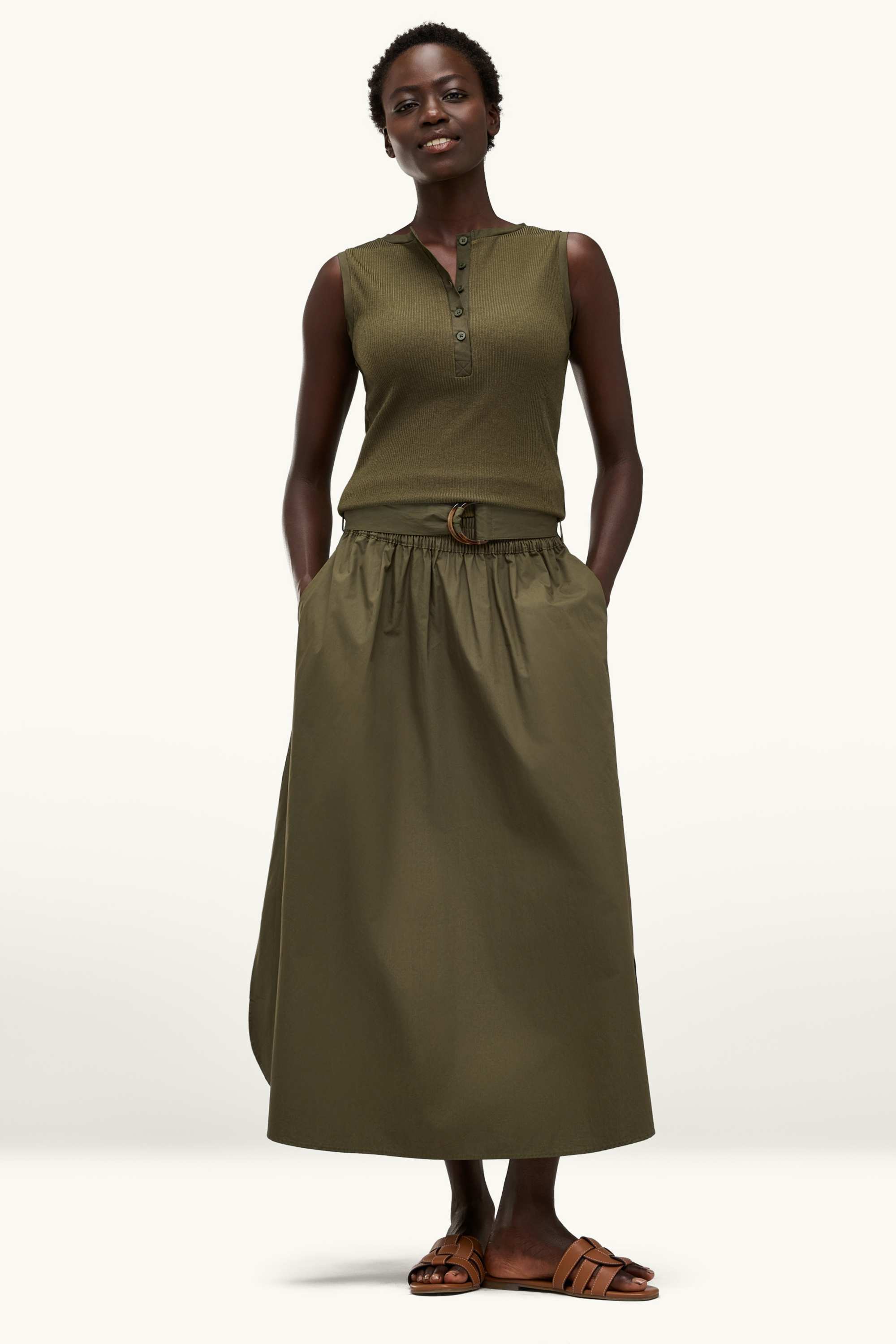Top - ribbed dark green