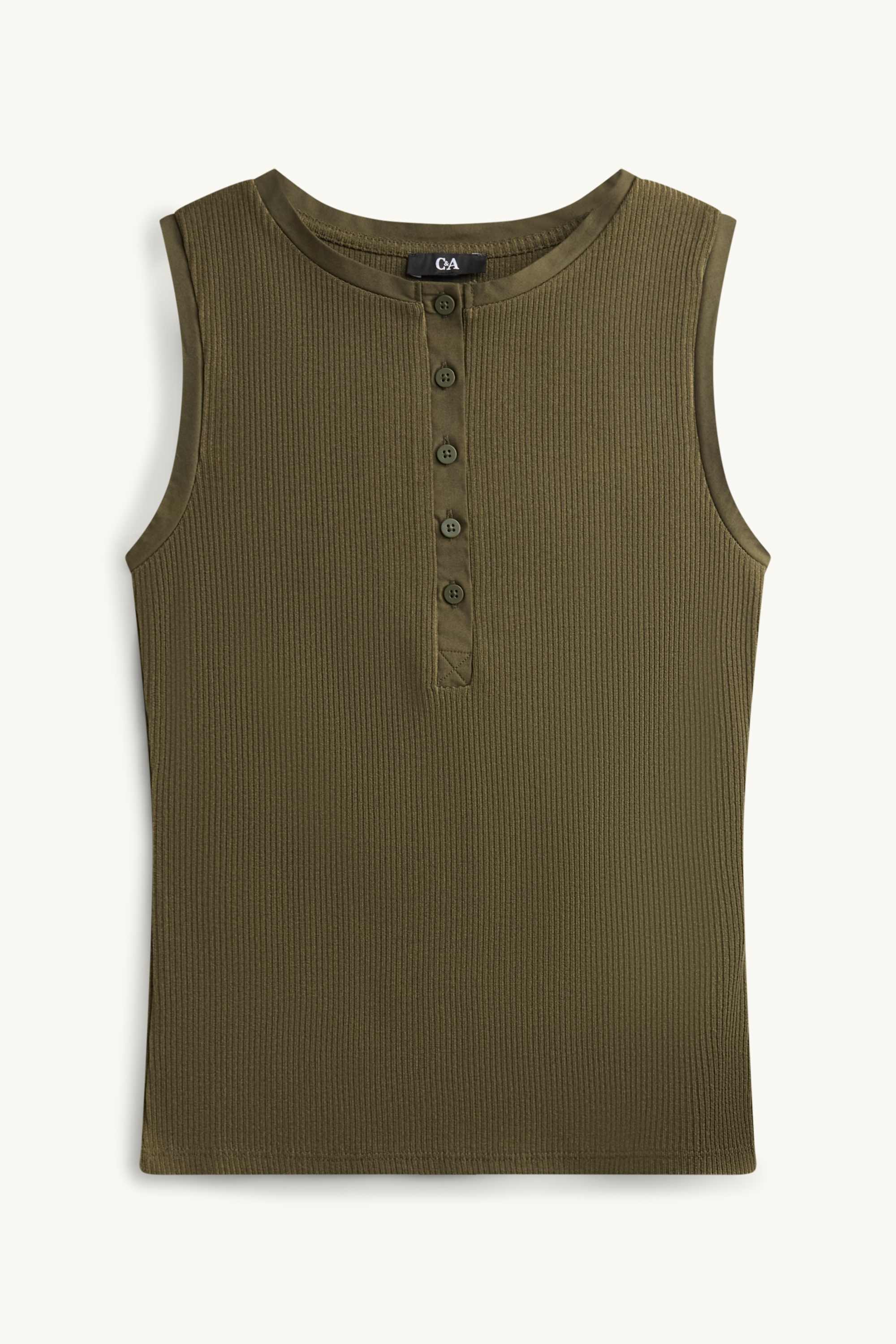 Top - ribbed dark green