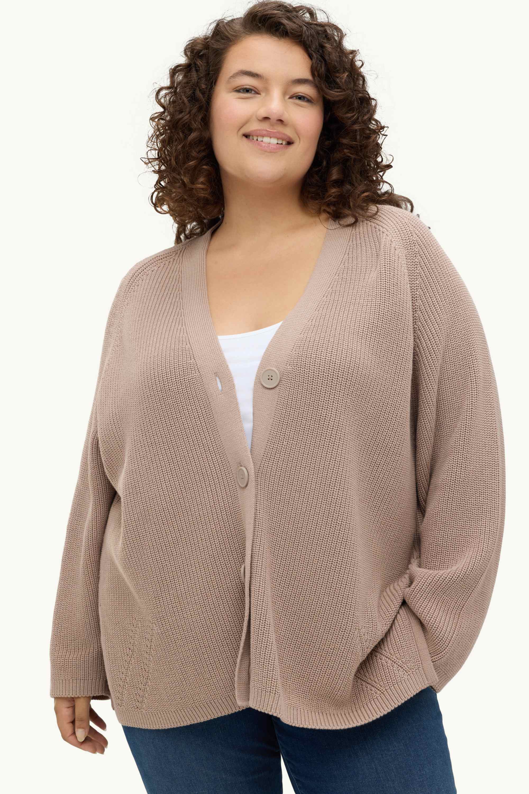 Cardigan - ribbed nougat coloured