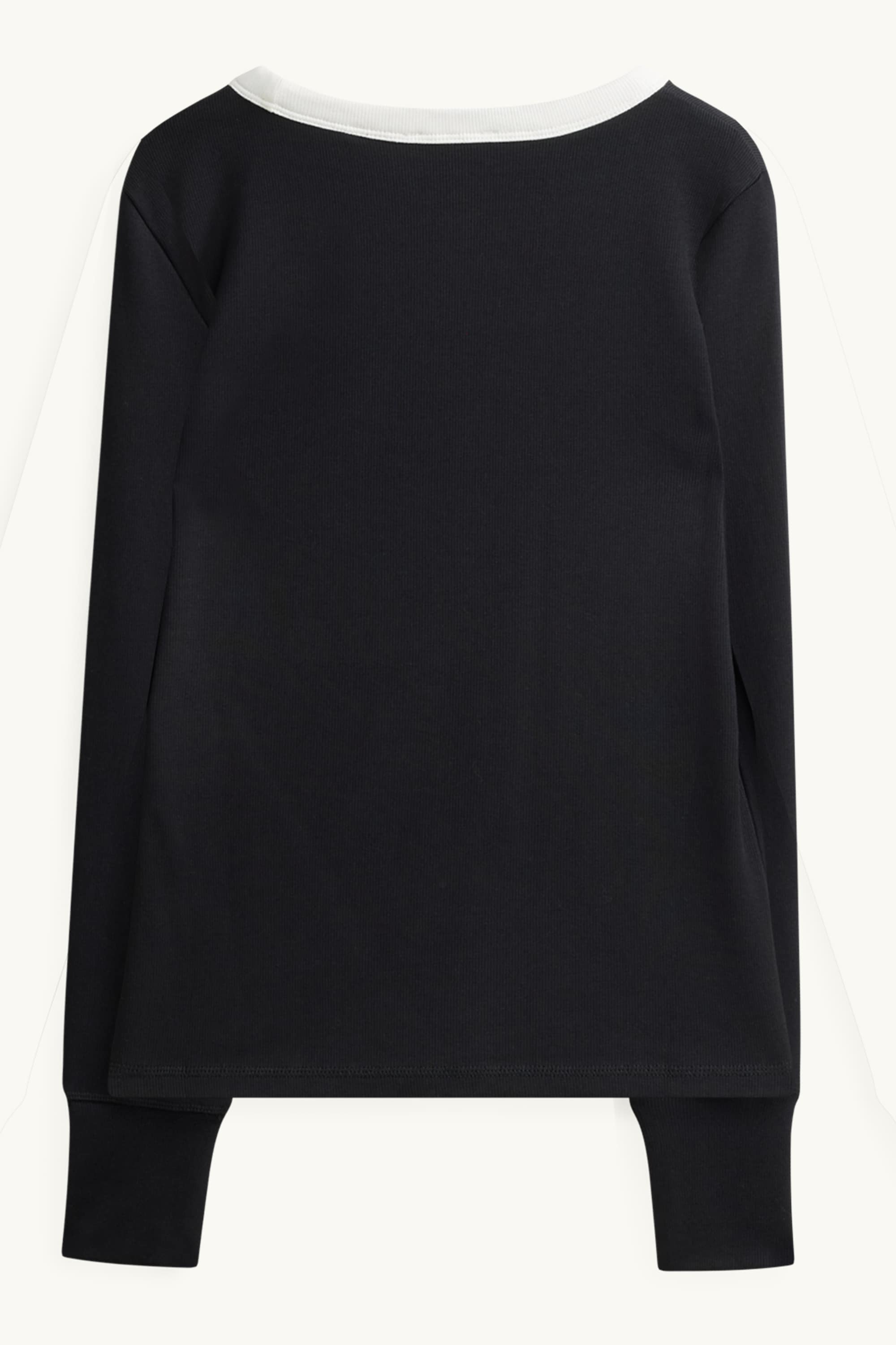 Long sleeve top - slim fit black / white