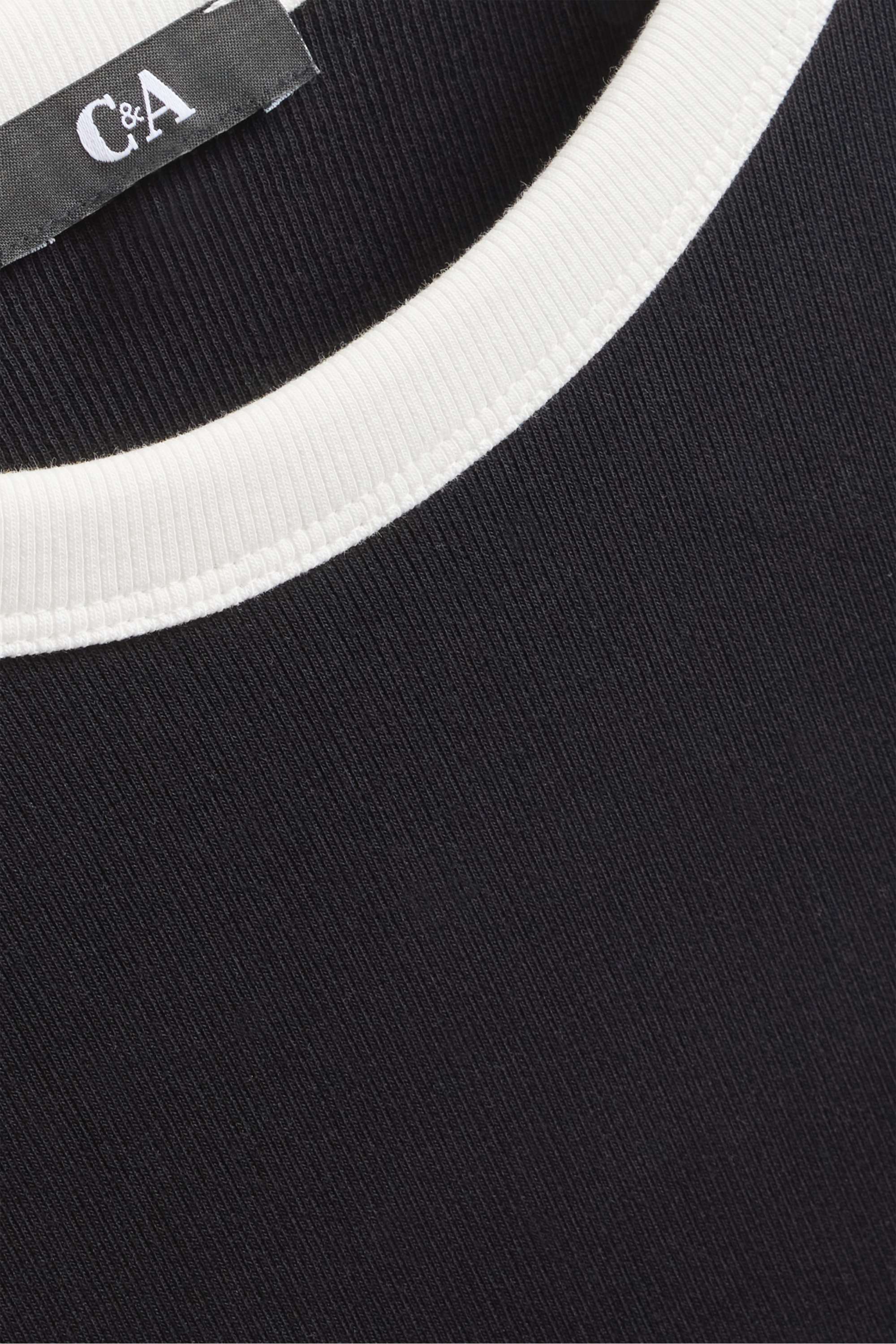 Long sleeve top - slim fit black / white