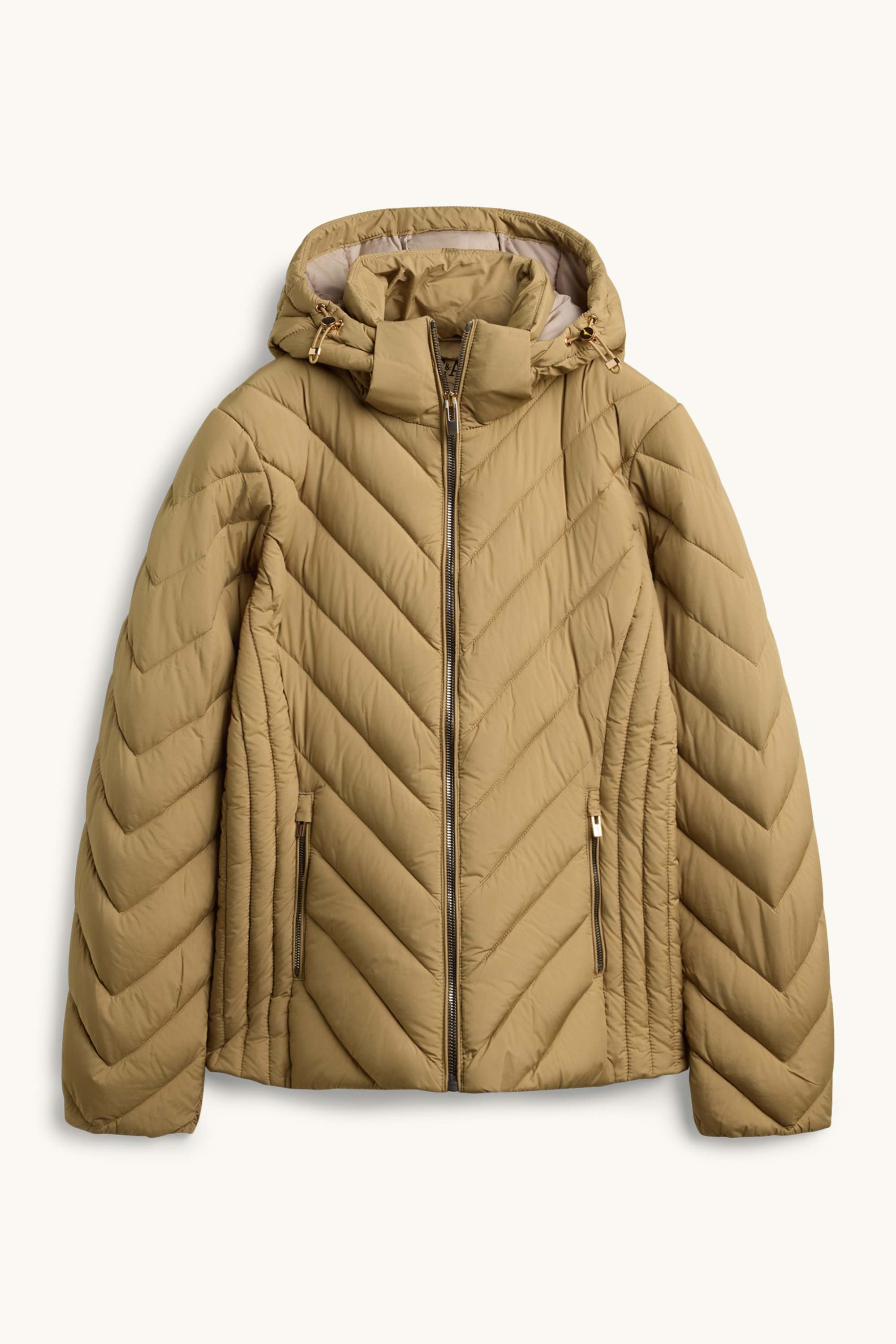 Quilted jacket with hood - lined khaki