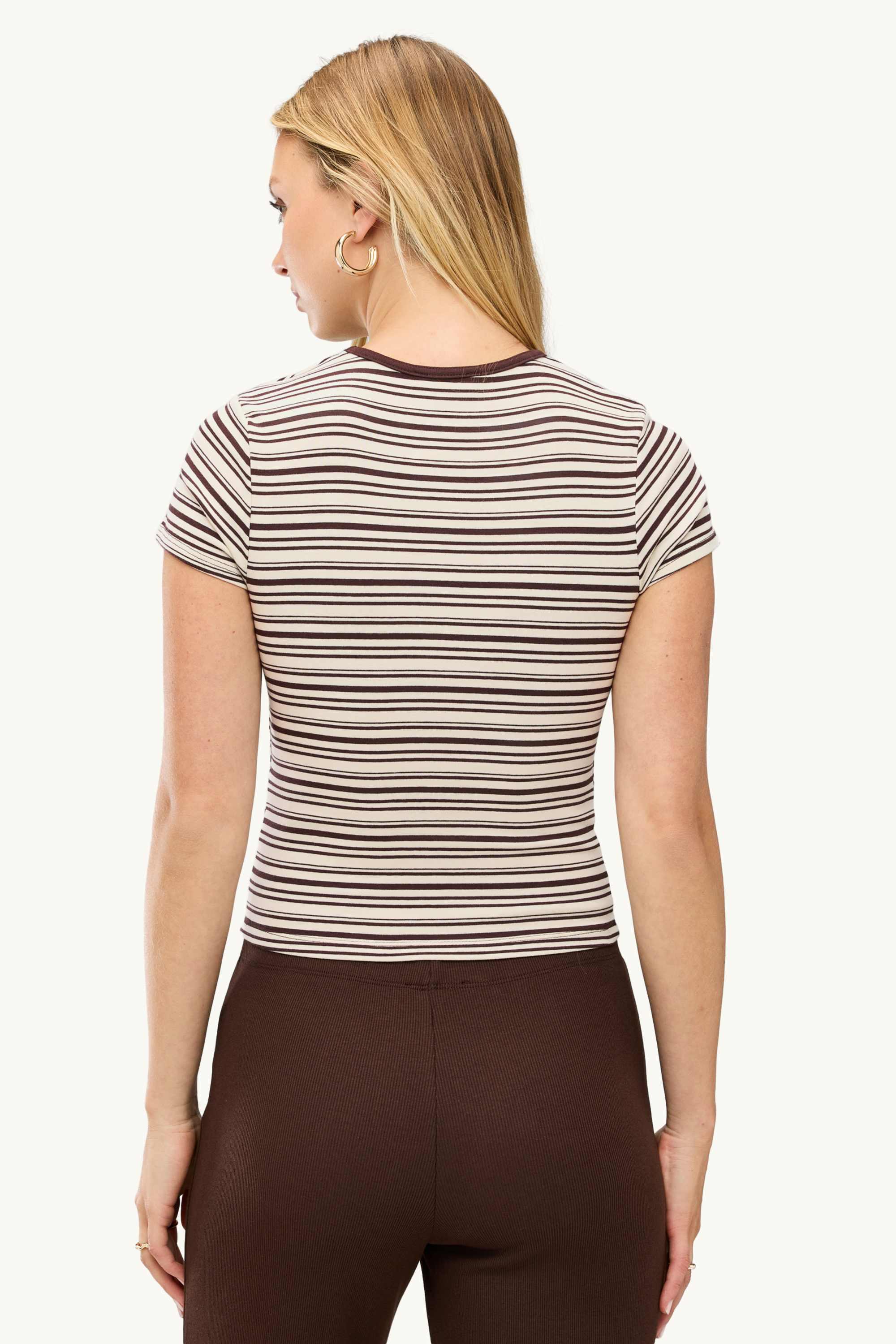 T-shirt - slim fit - striped brown / beige (1)
