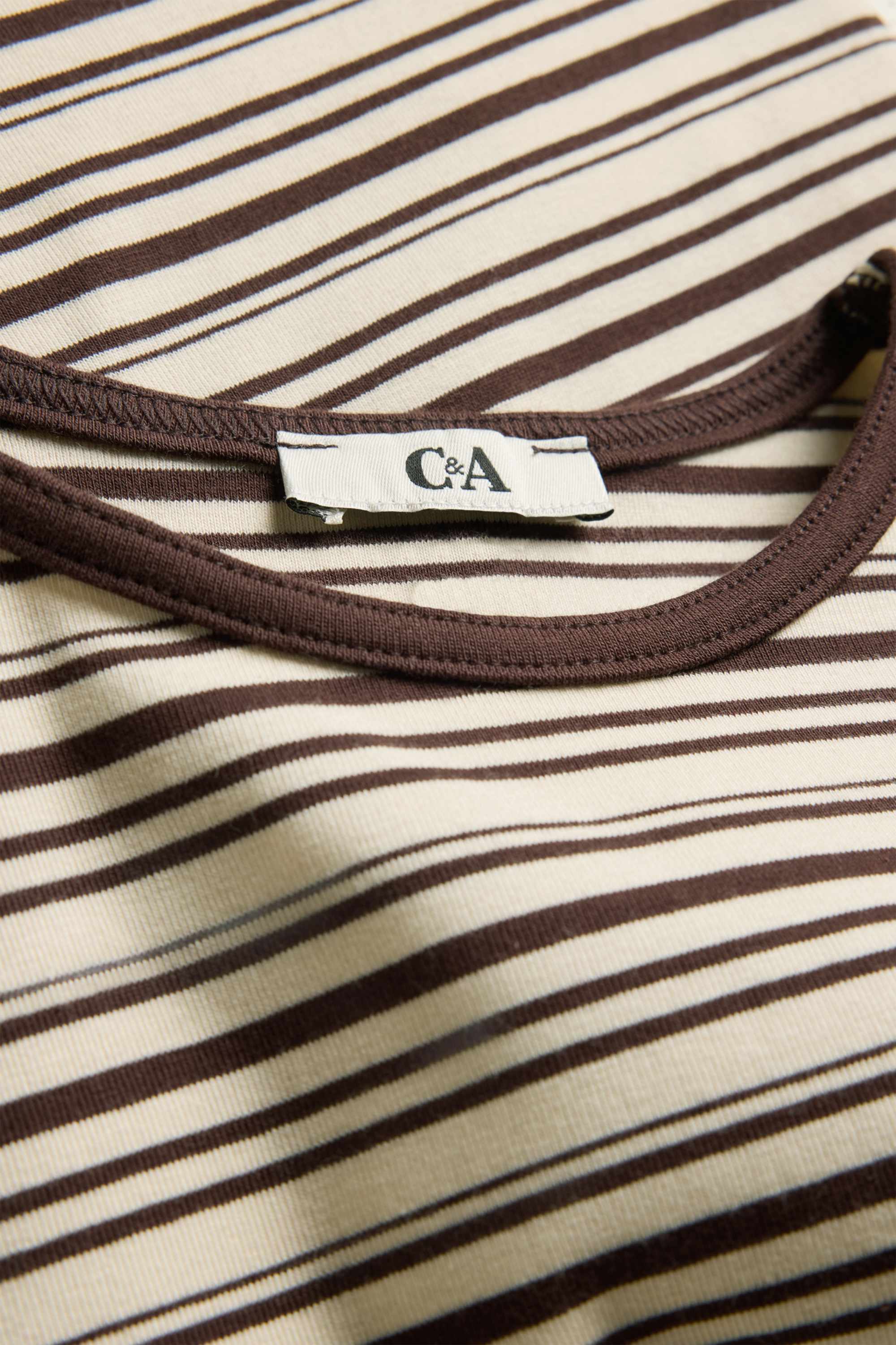T-shirt - slim fit - striped brown / beige (1)