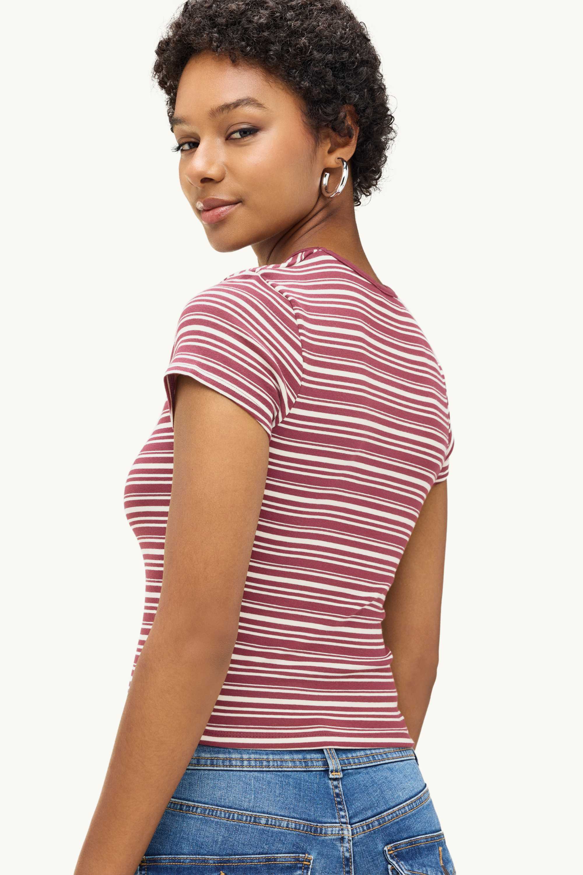 T-shirt - slim fit - striped brown / beige (2)