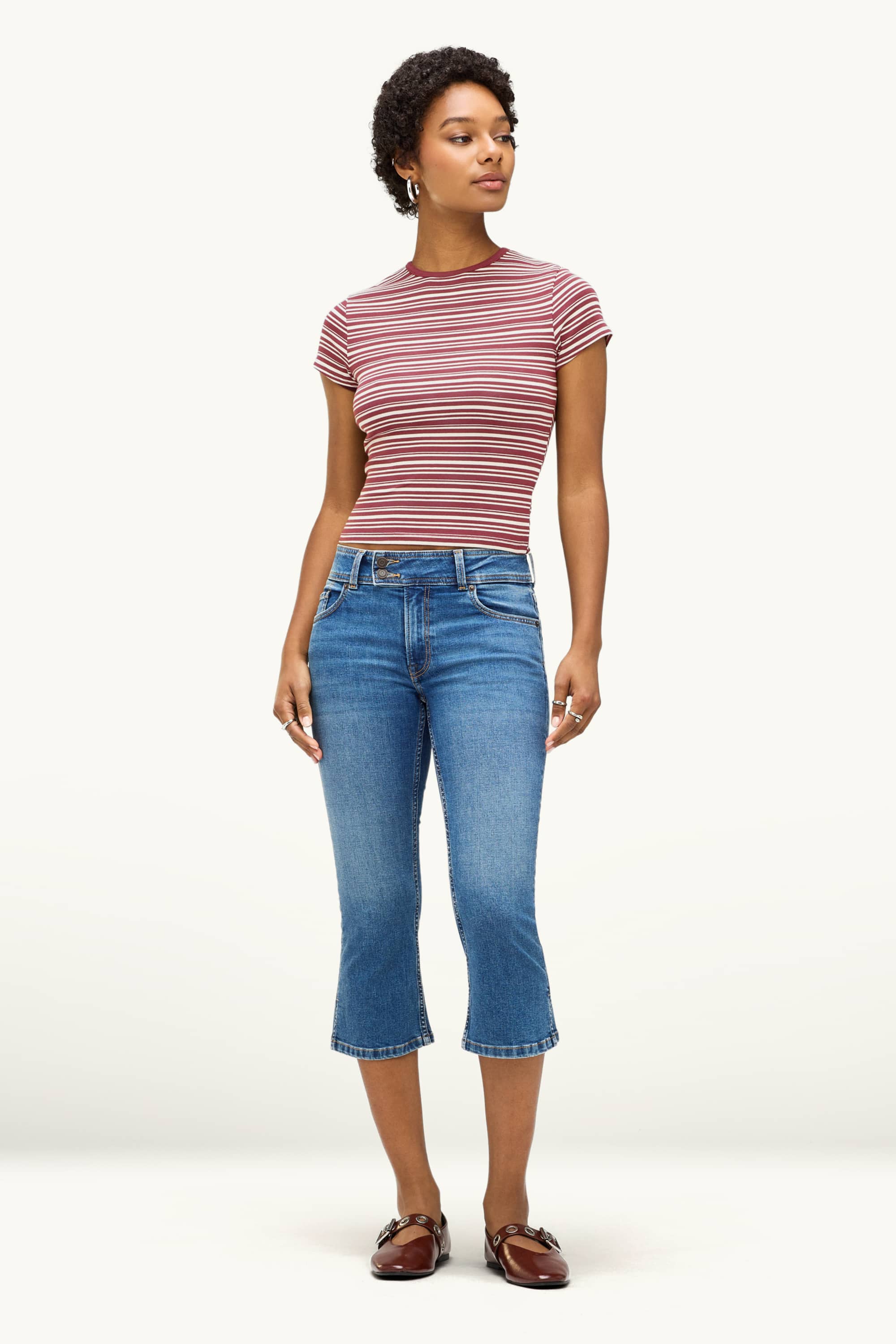 T-shirt - slim fit - striped brown / beige (2)