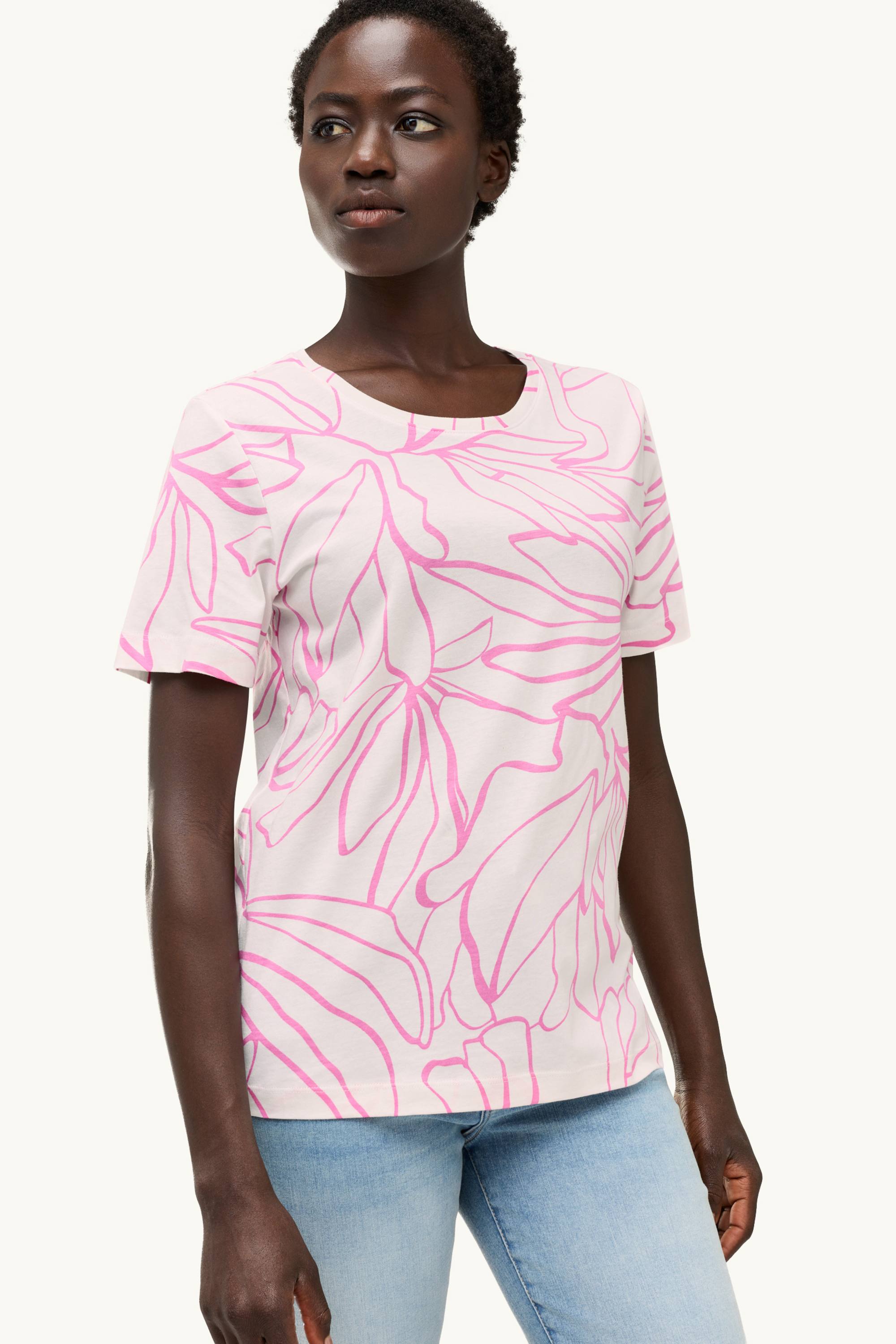 T-shirt - regular fit - patterned white / rose