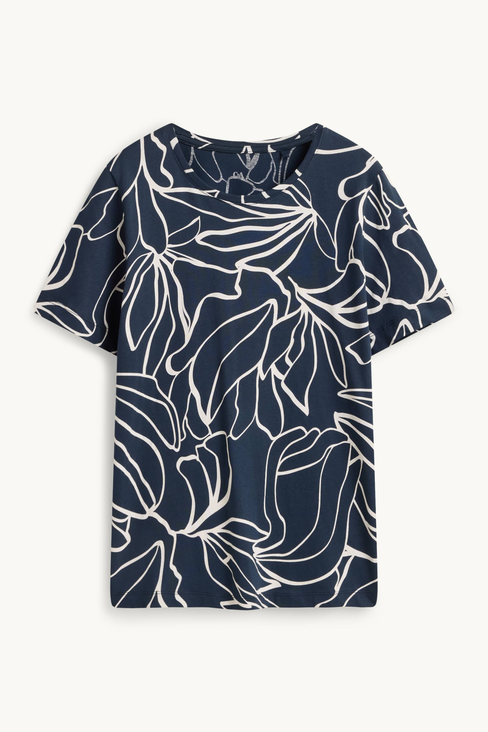 T-shirt - regular fit - patterned dark blue / white