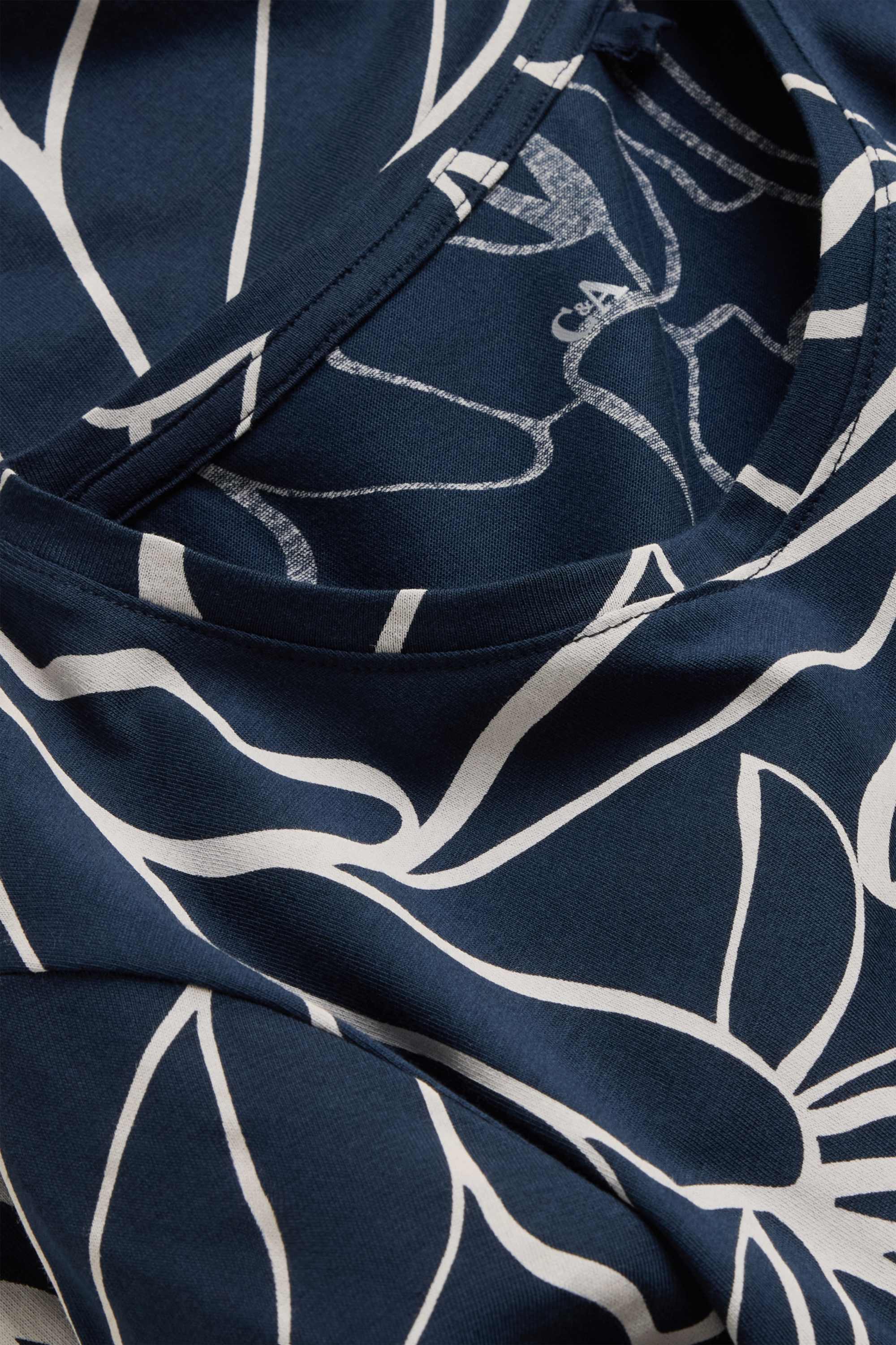 T-shirt - regular fit - patterned dark blue / white