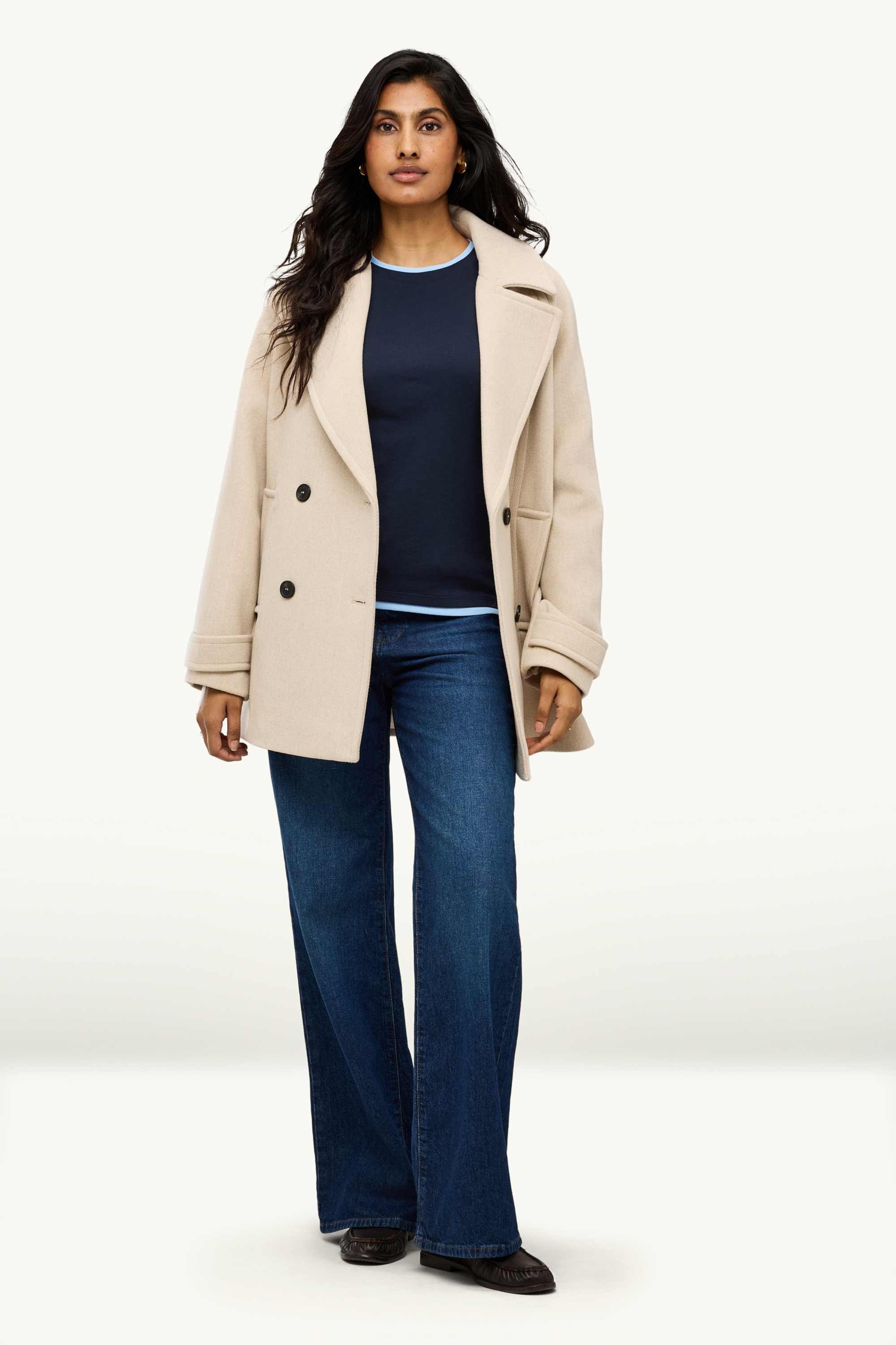 Long sleeve top - regular fit - 2-in-1 look blue / light blue