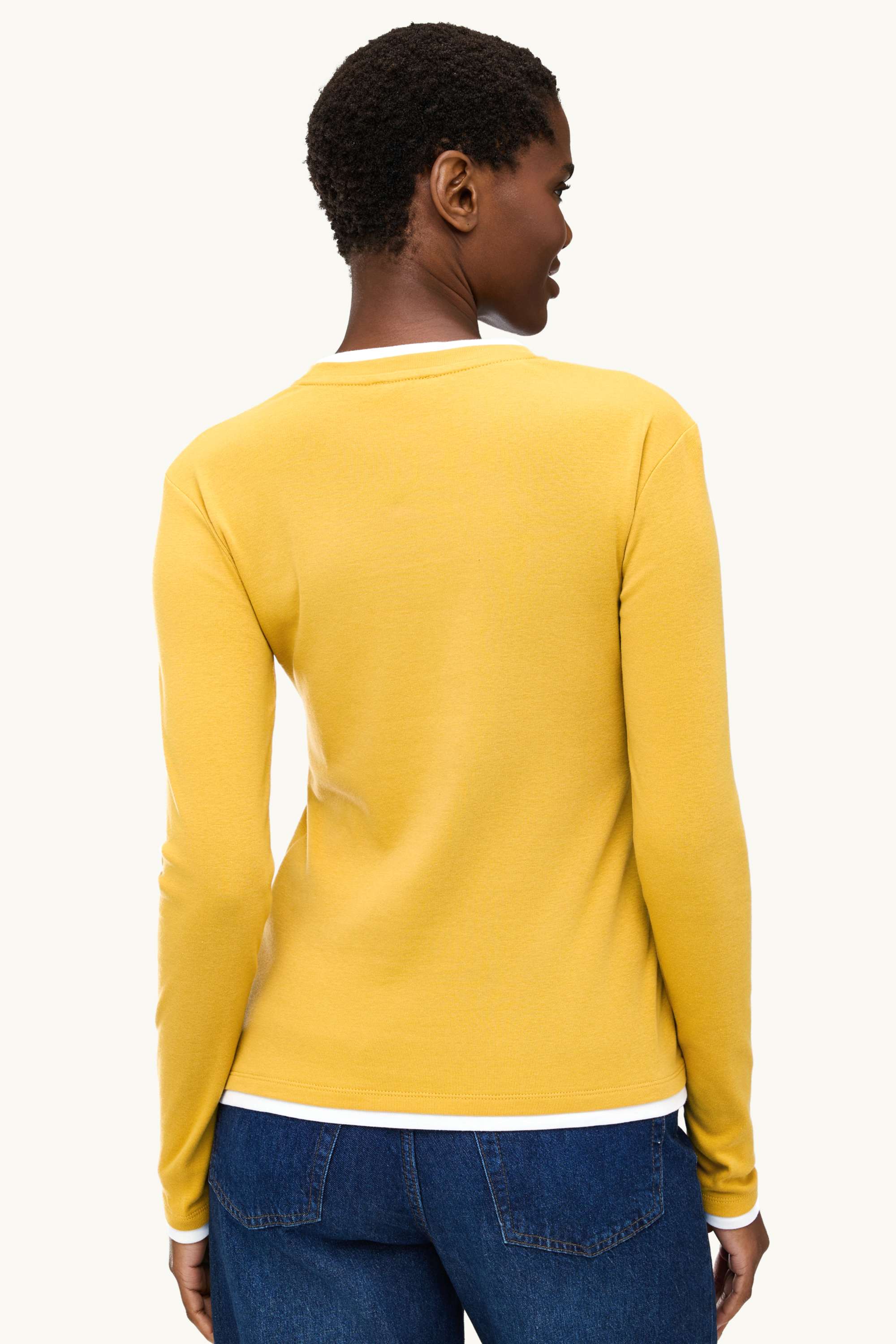 Long sleeve top - regular fit - 2-in-1 look yellow