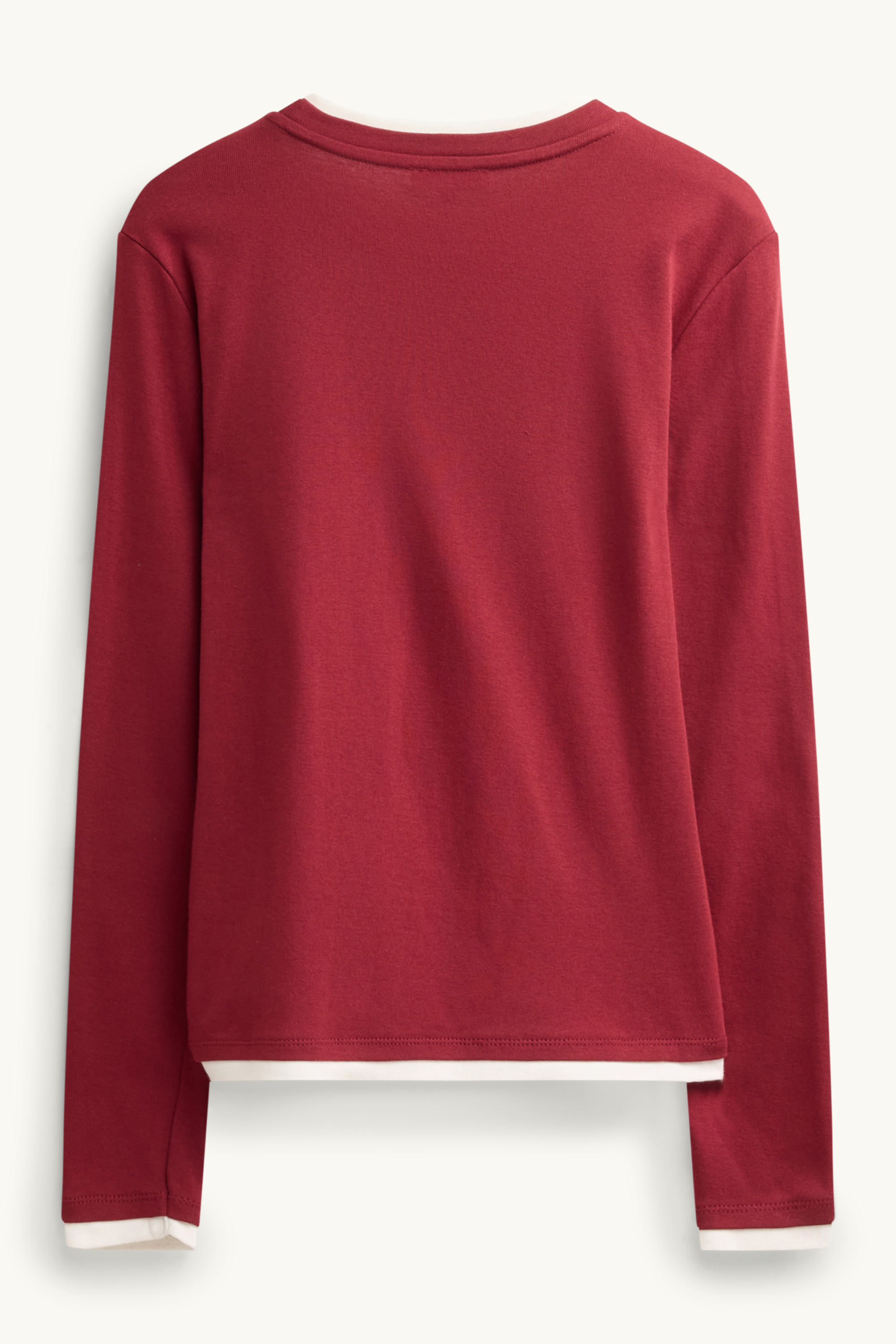 Long sleeve top - regular fit - 2-in-1 look red / white