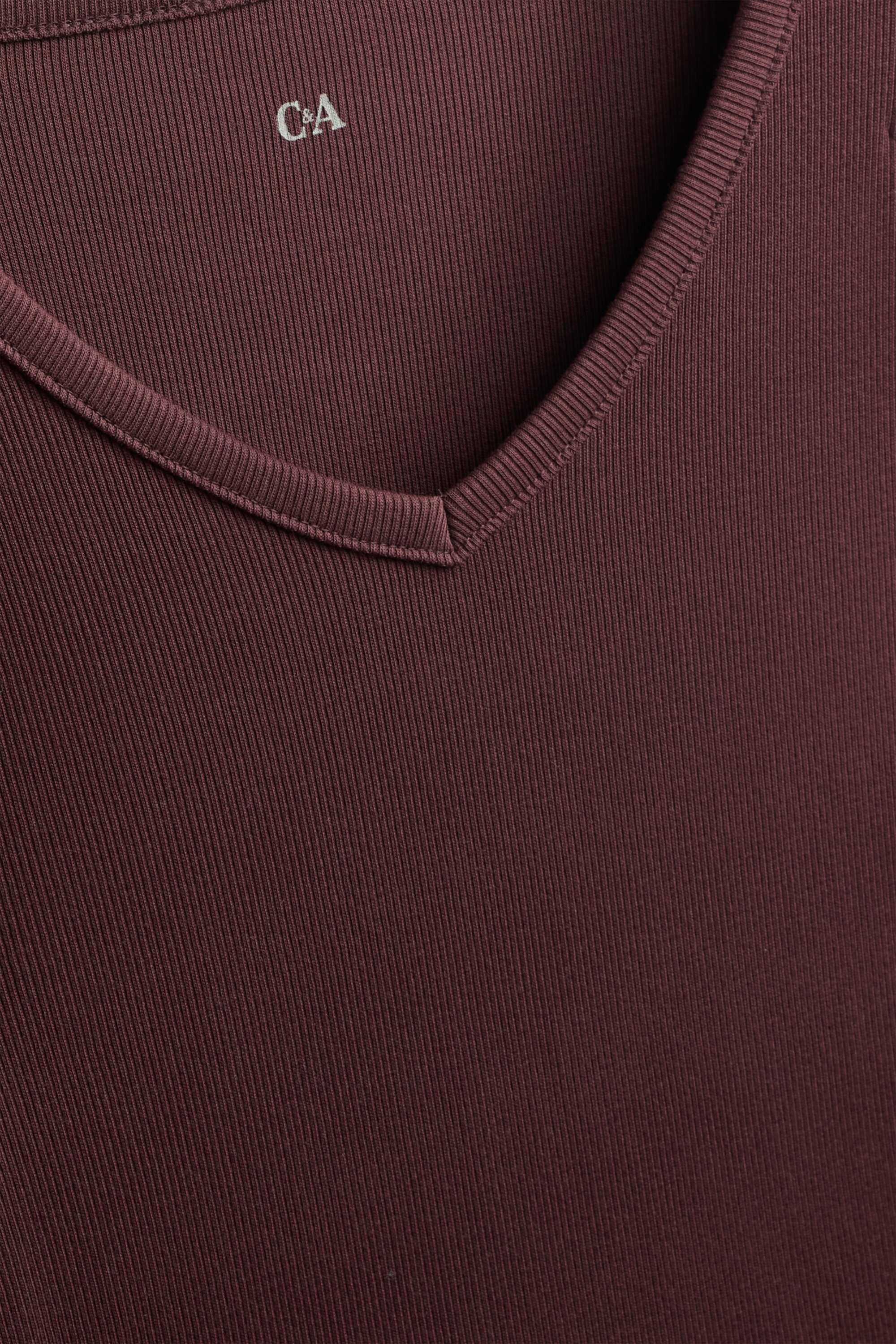 Long sleeve top with V-neck - slim fit bordeaux