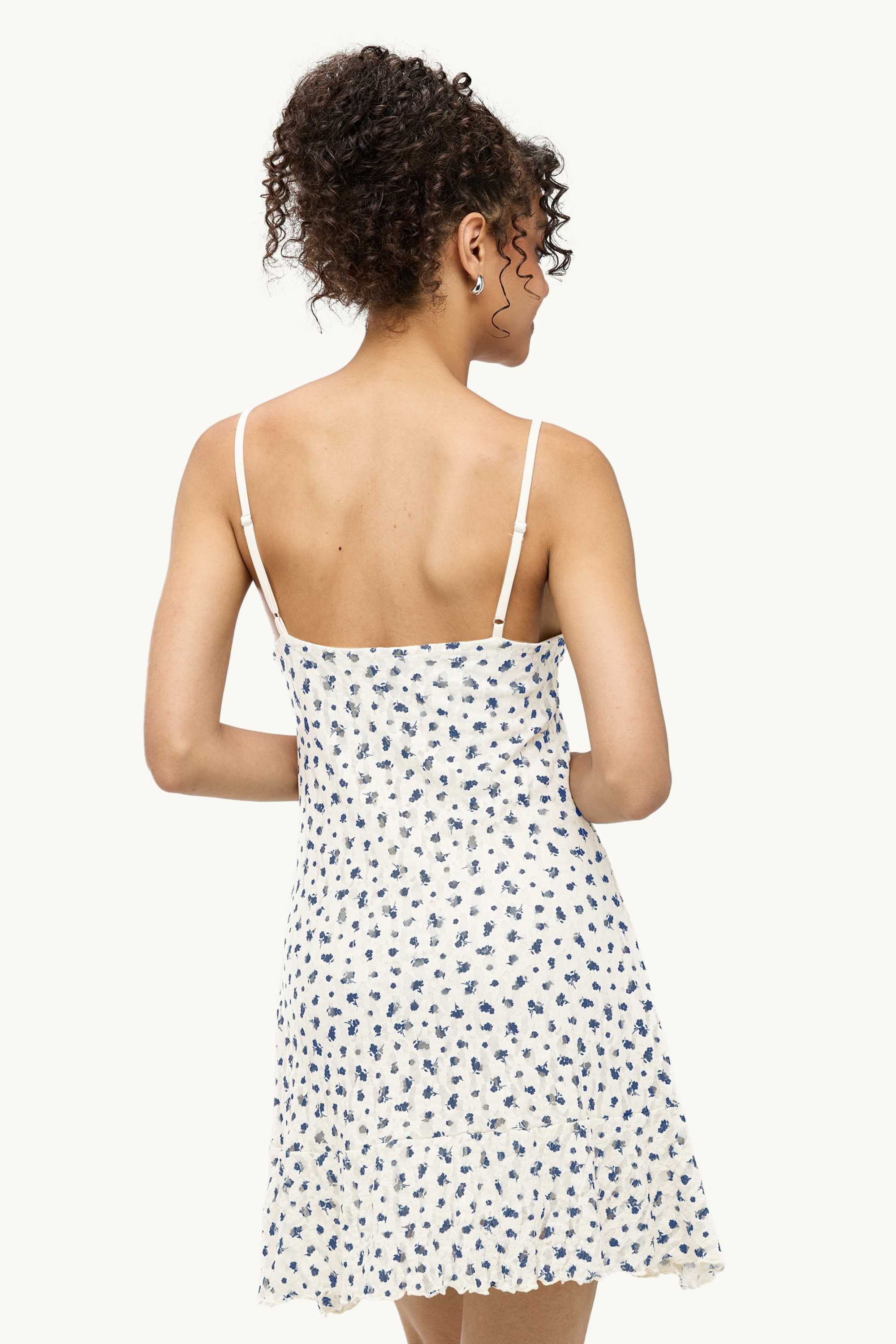 Lace dress - floral white / blue