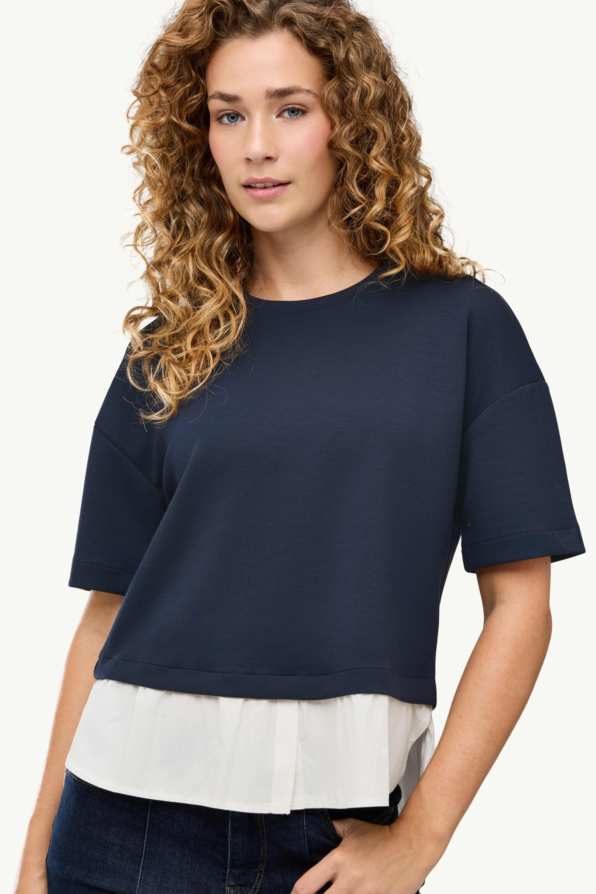 Sweatshirt - 2-in-1 look dark blue