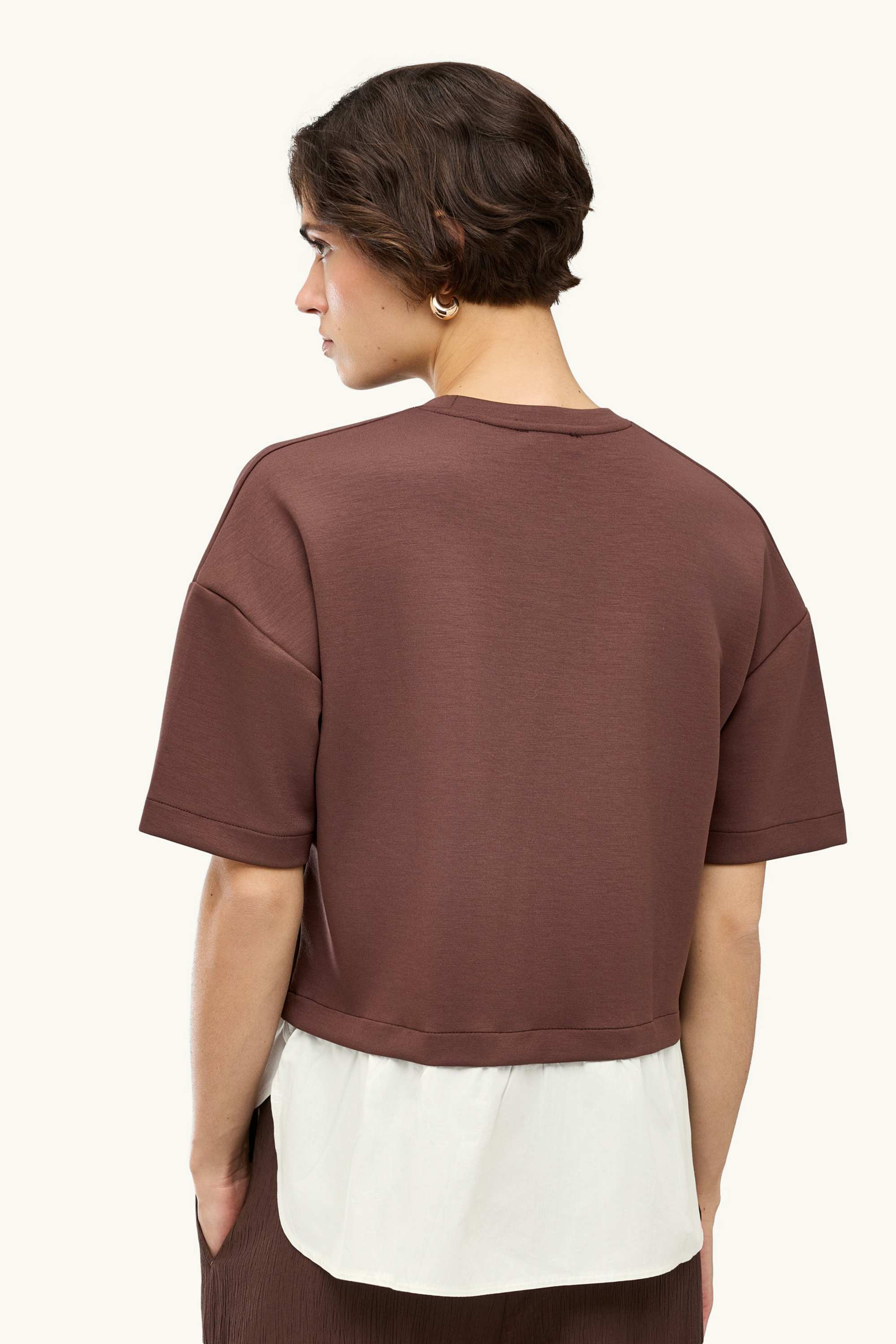 Sweatshirt - 2-in-1 look brown