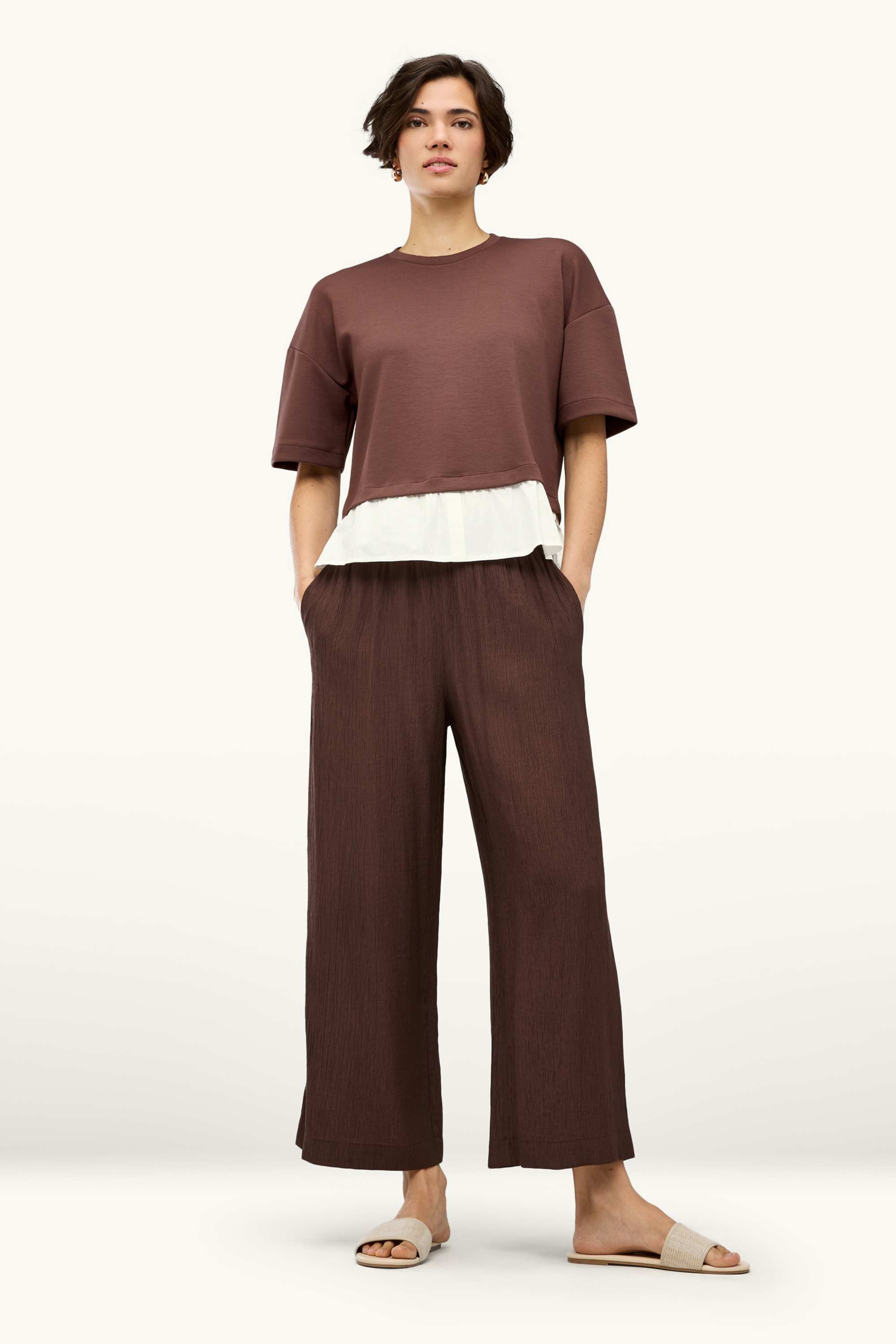 Sweatshirt - 2-in-1 look brown