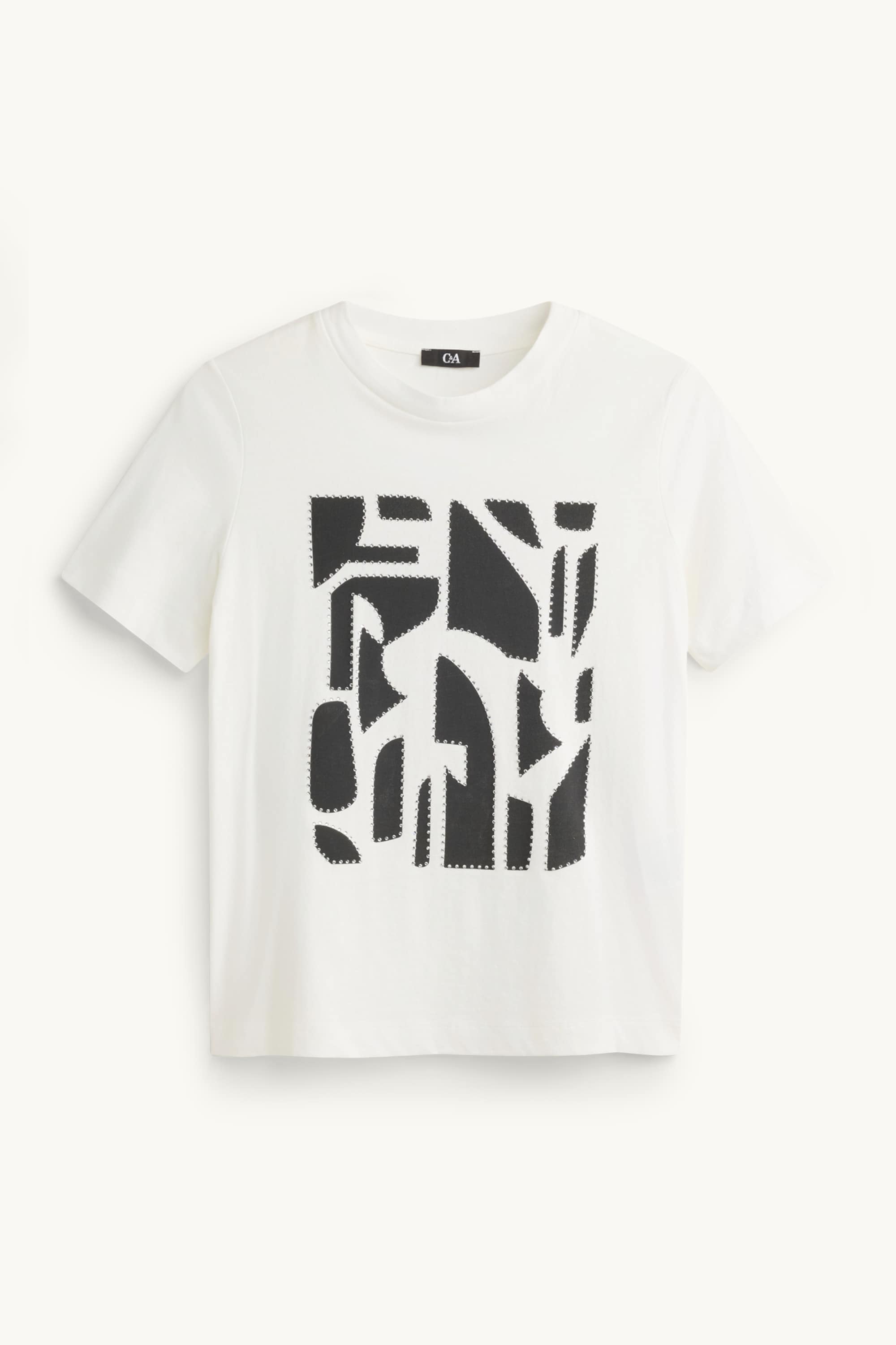 T-shirt with rhinestones - regular fit white