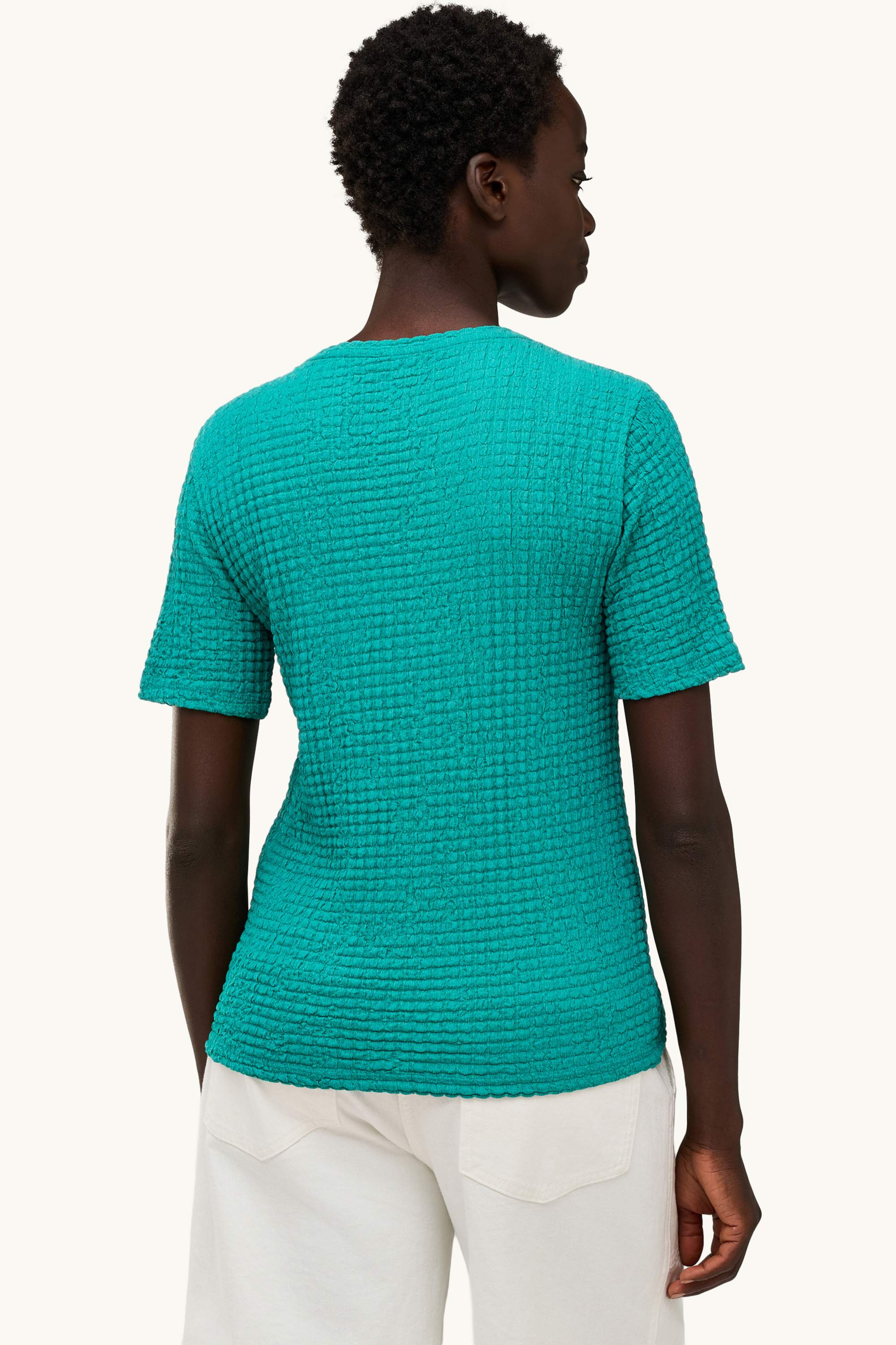 T-shirt - regular fit - textured turquoise