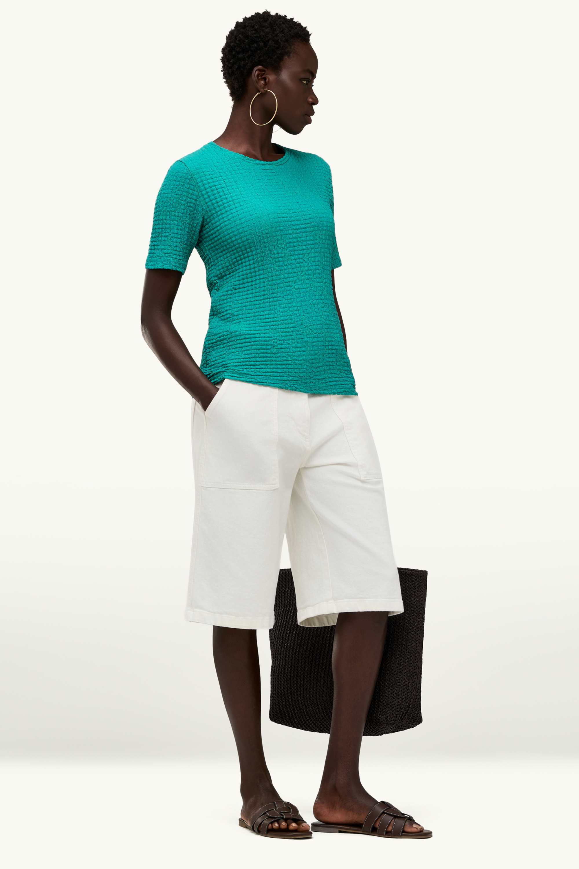 T-shirt - regular fit - textured turquoise