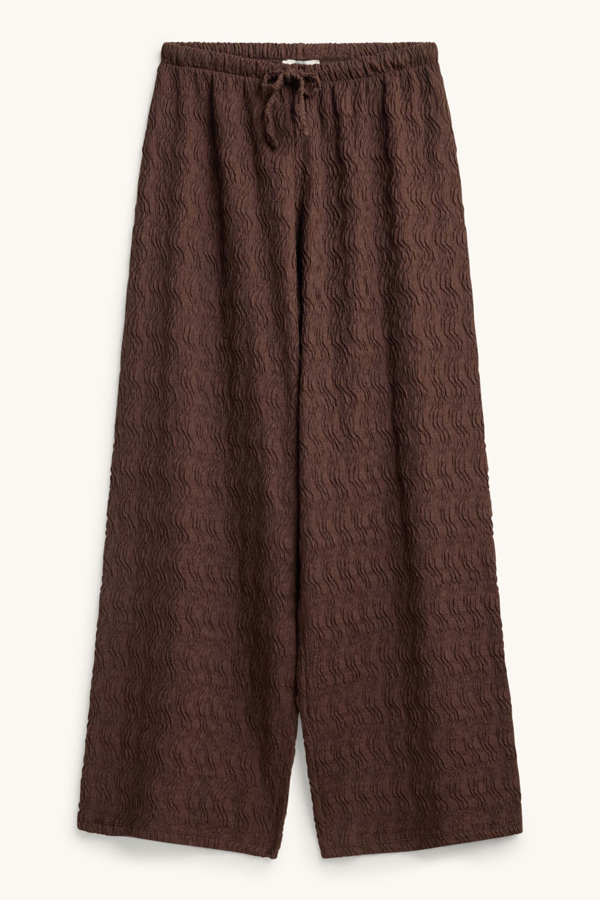 Cloth trousers - high waist - wide leg - textured brown
