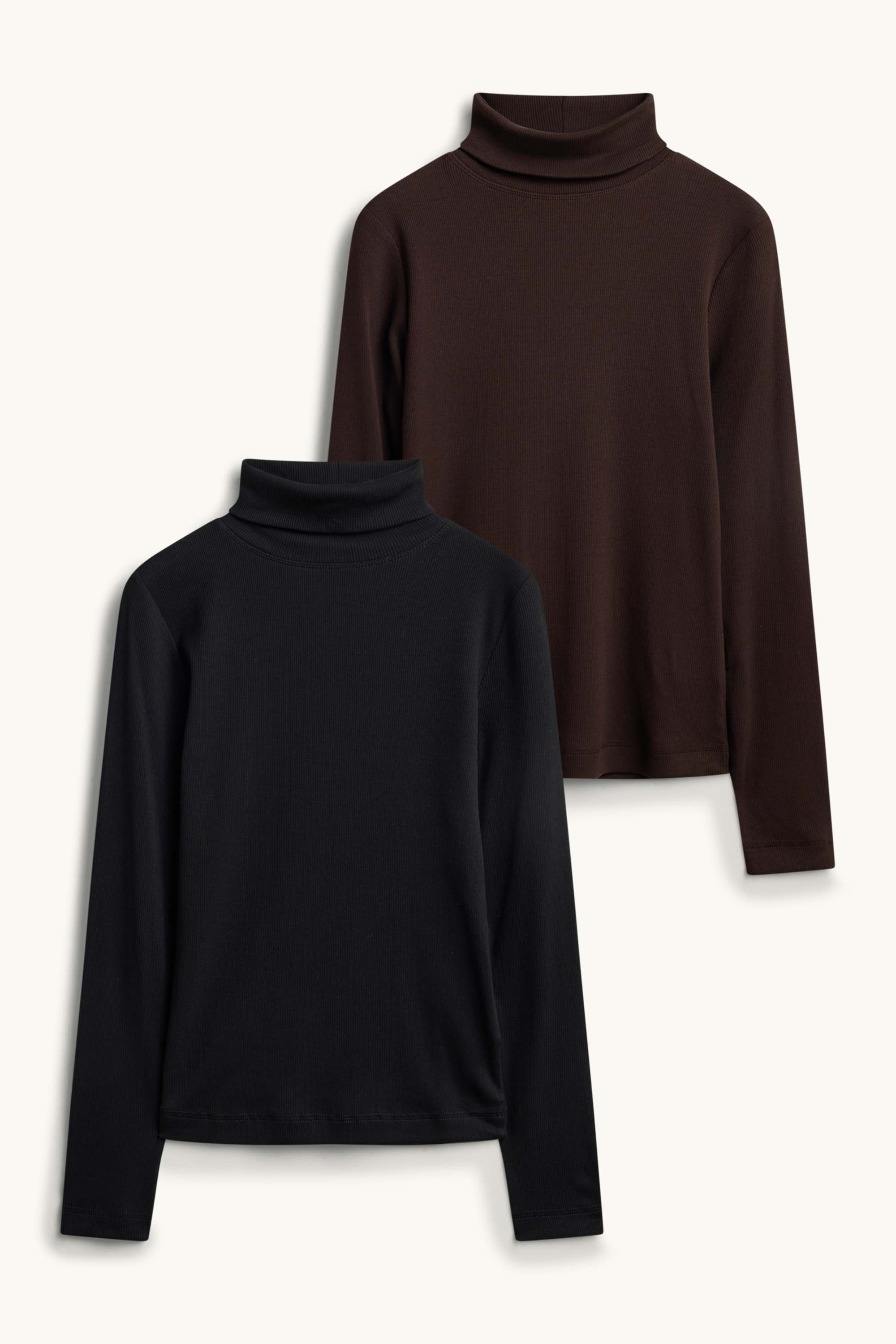 Multipack of 2 - turtleneck top - ribbed dark brown