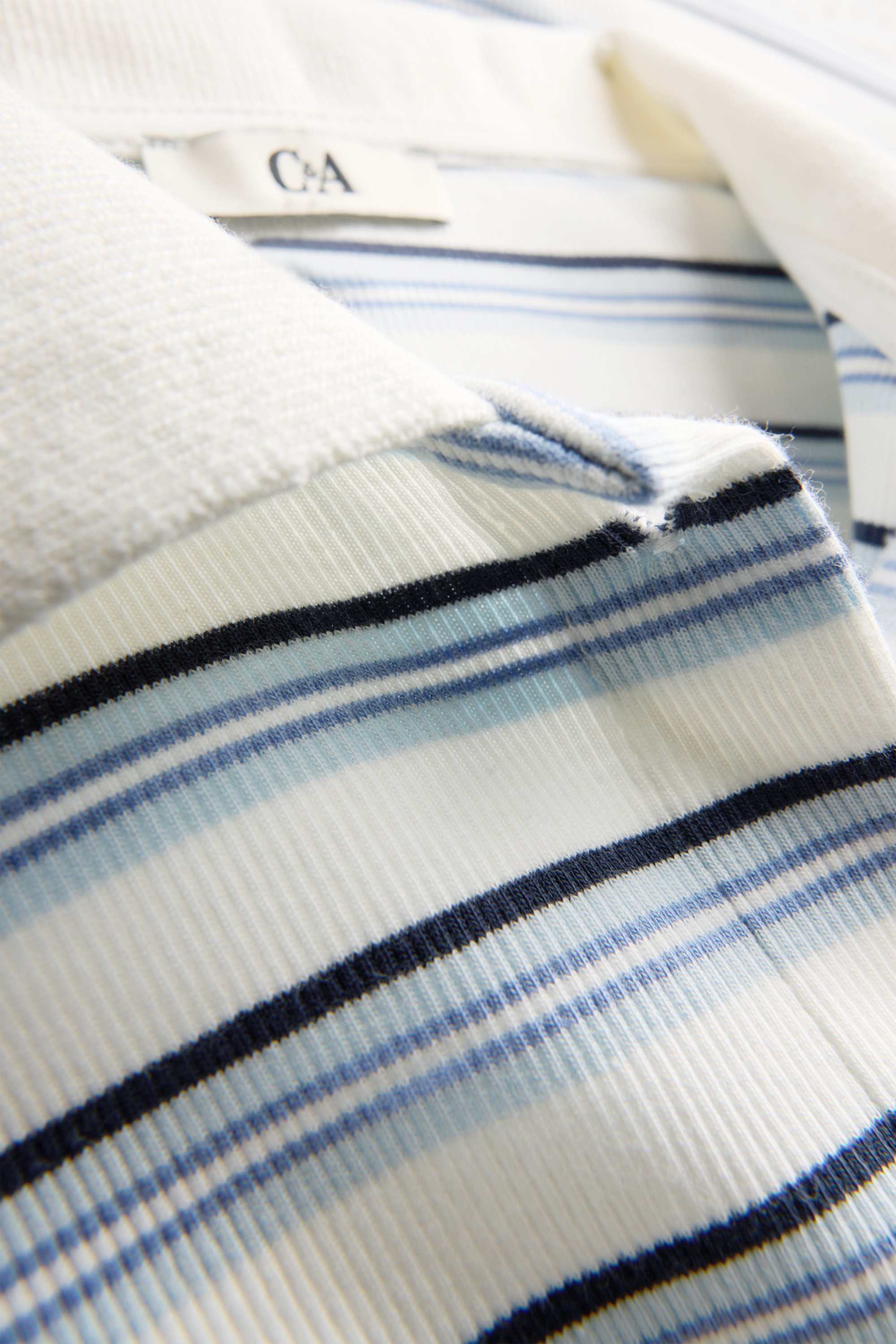 Polo shirt - slim fit - striped - ribbed white / blue