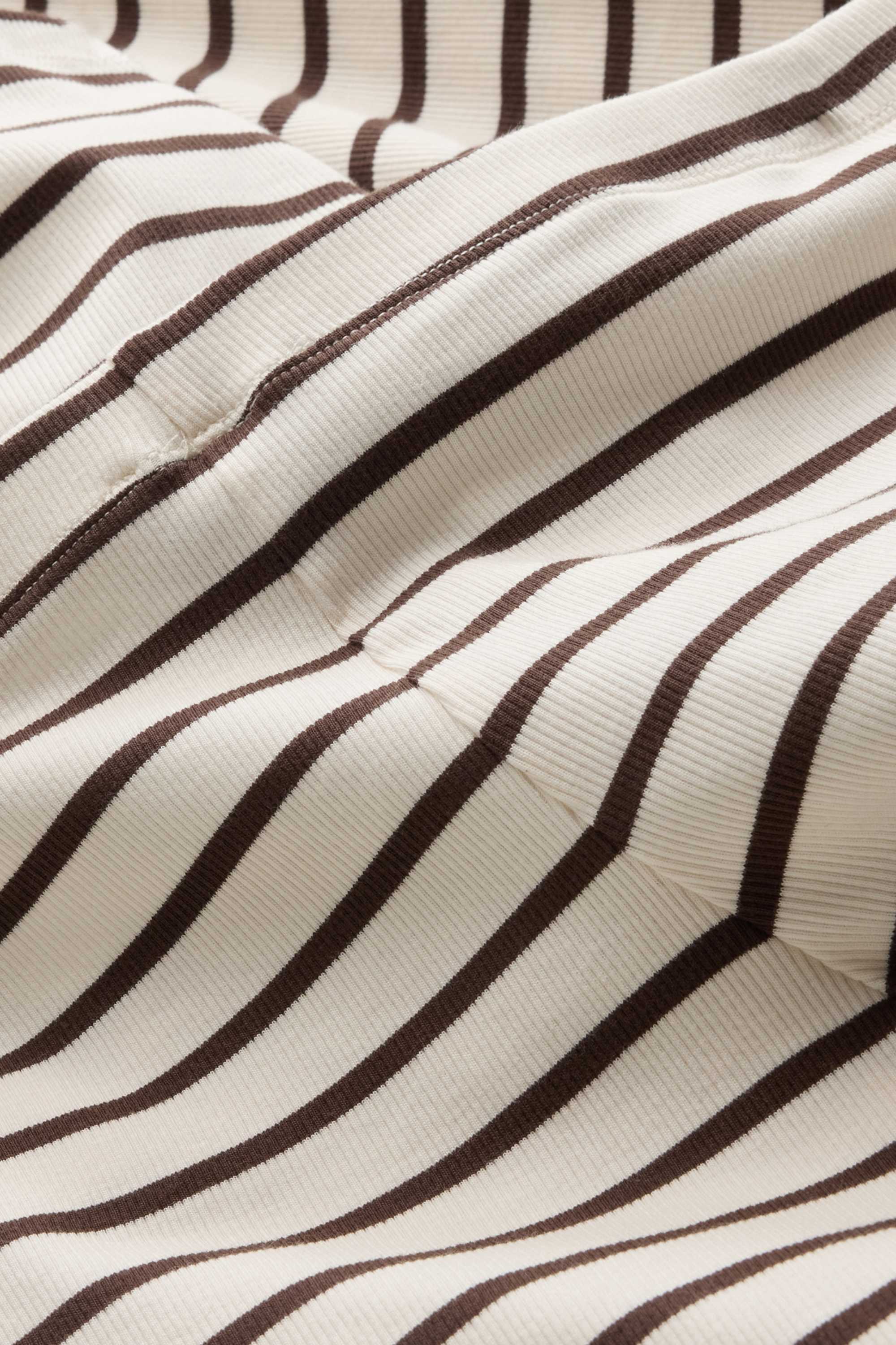 Knitted trousers - mid-rise waist - wide leg - striped brown / cremewhite