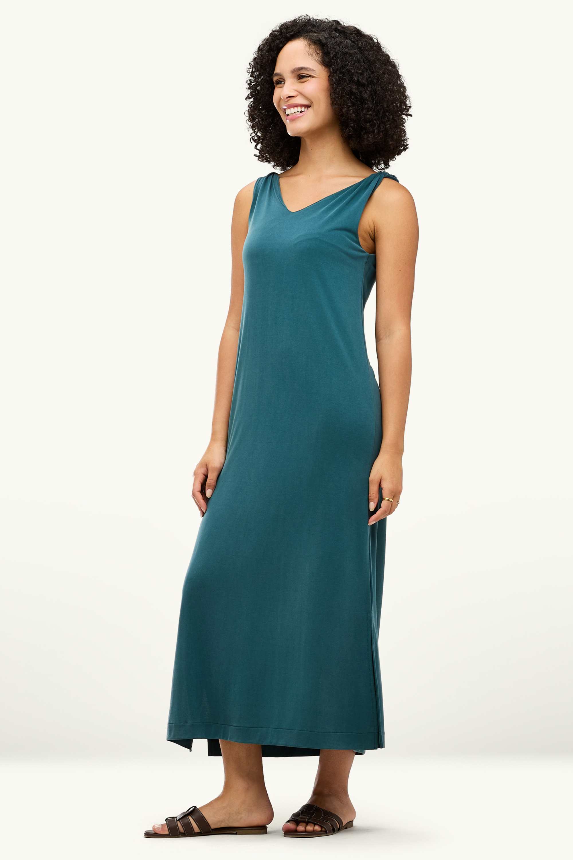 V-neck dress - straight fit dark turquoise