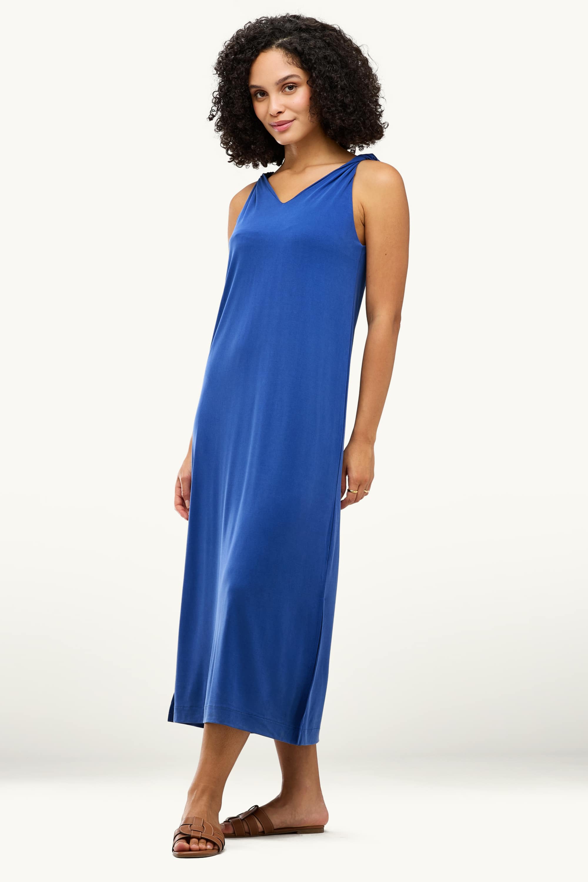 V-neck dress - straight fit blue