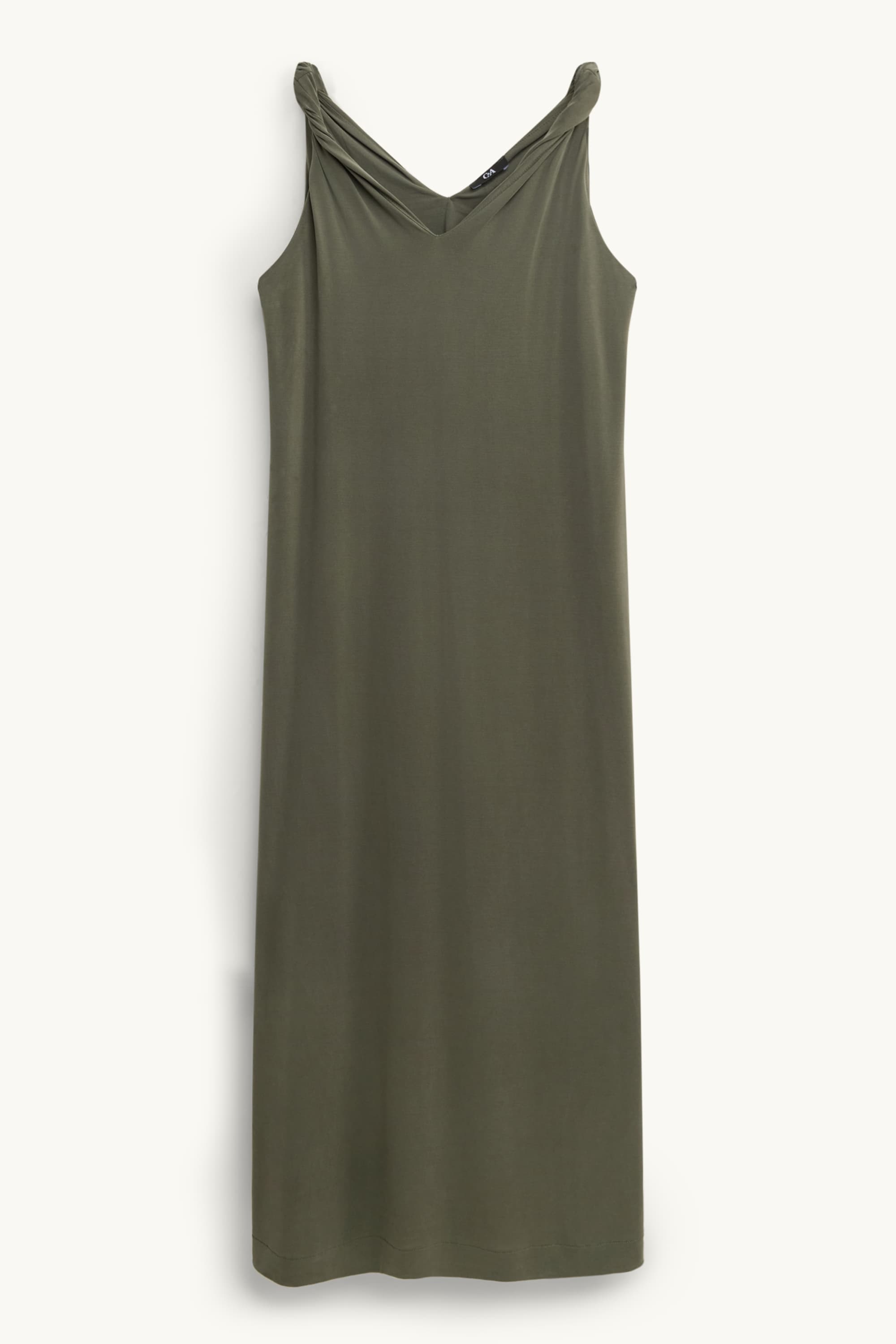 V-neck dress - straight fit khaki