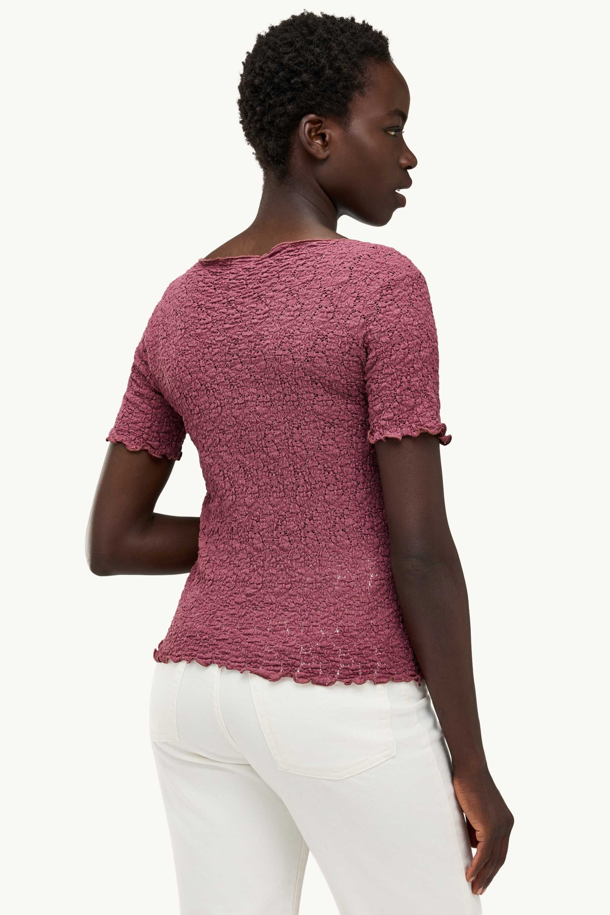 T-shirt - regular fit - textured dark red