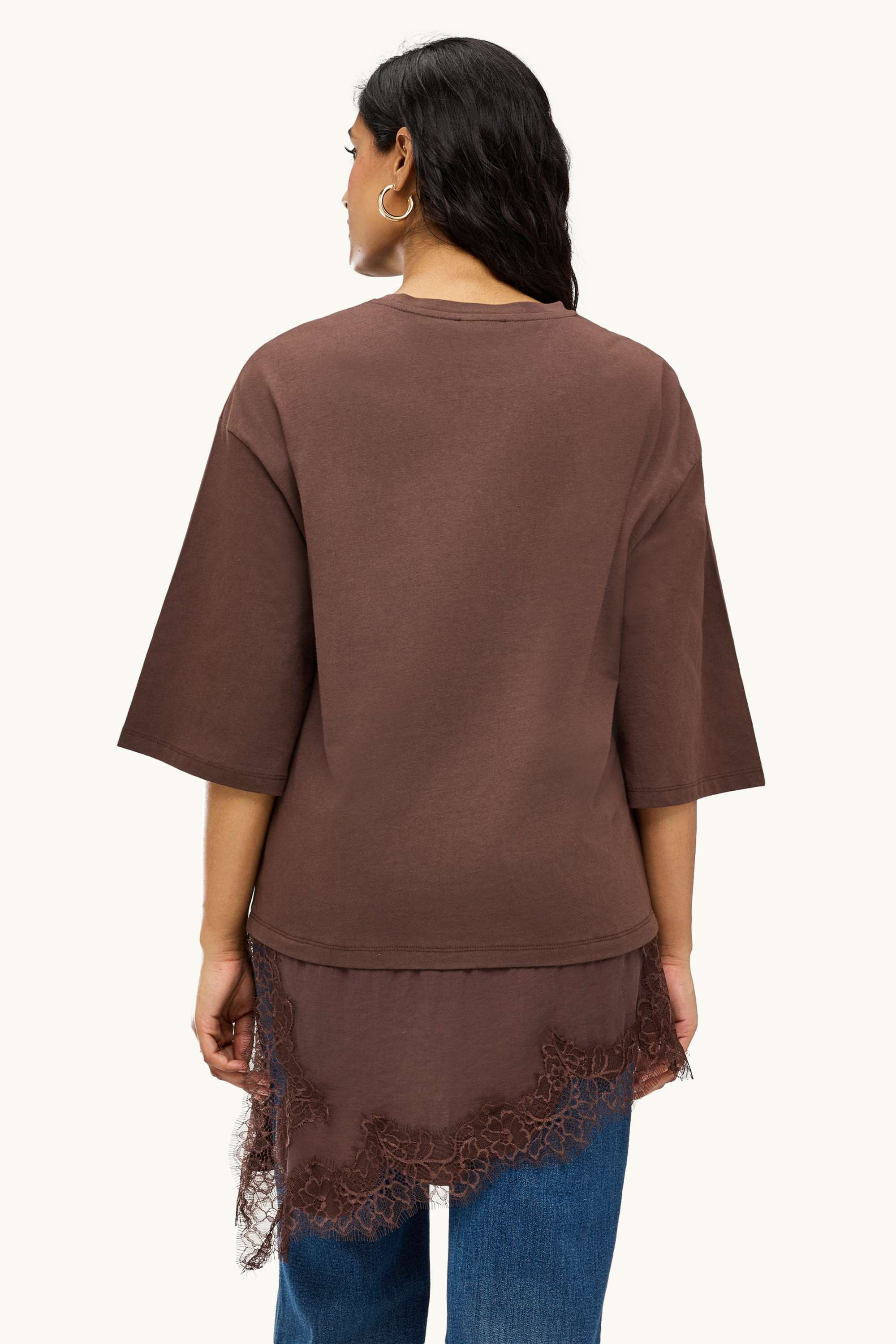 T-shirt - regular fit - 2-in-1 look dark brown