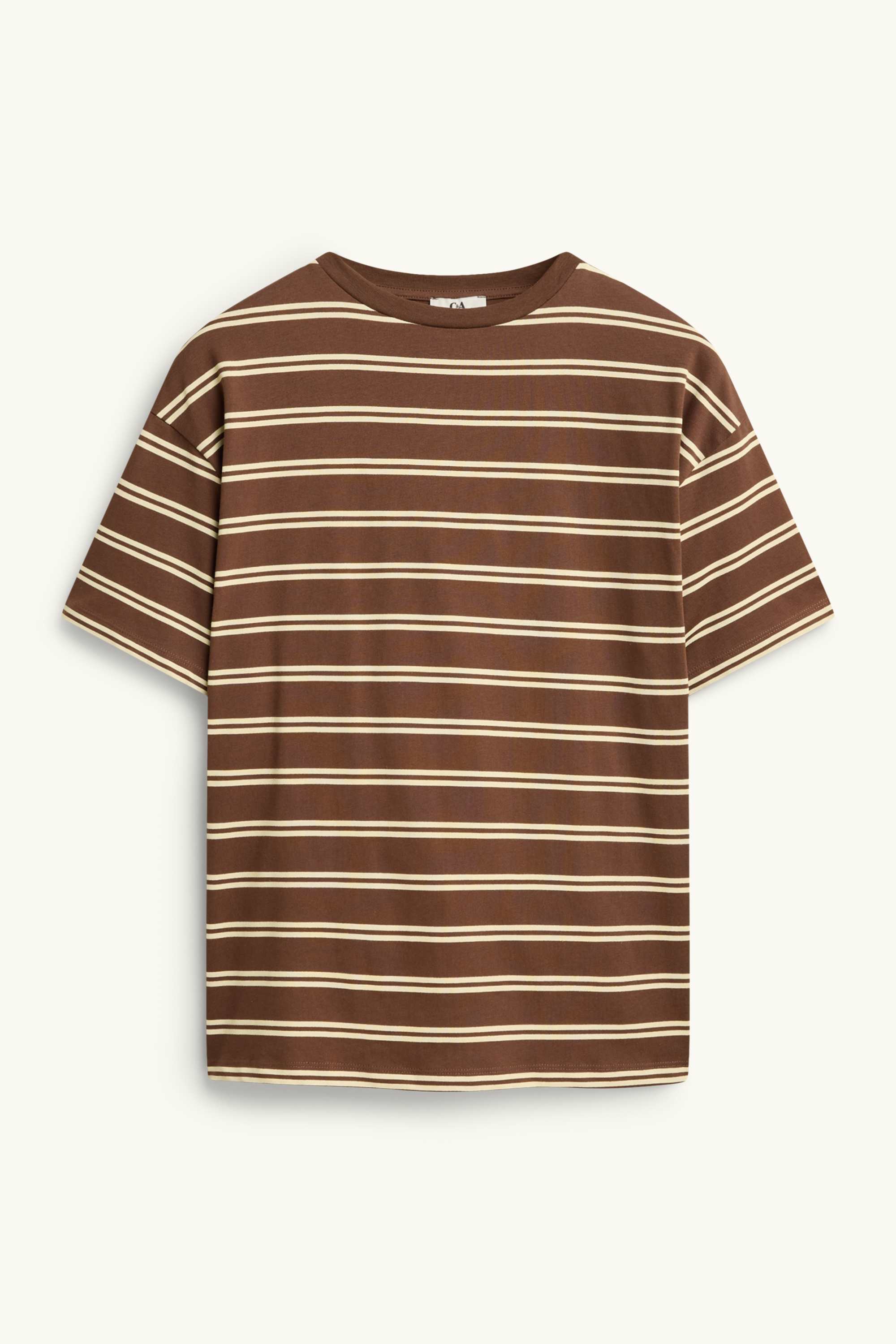 T-shirt - oversized - striped brown / yellow