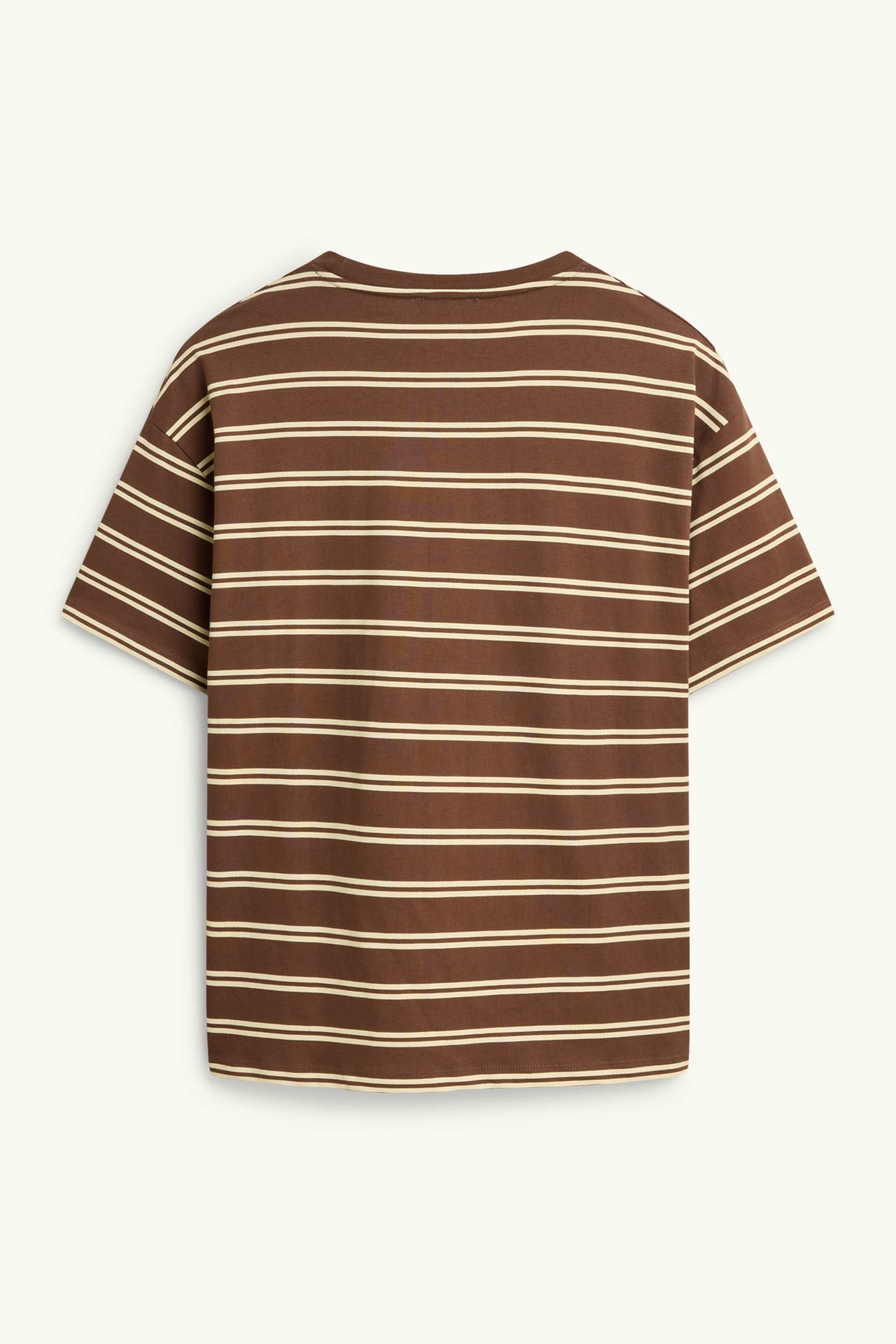 T-shirt - oversized - striped brown / yellow