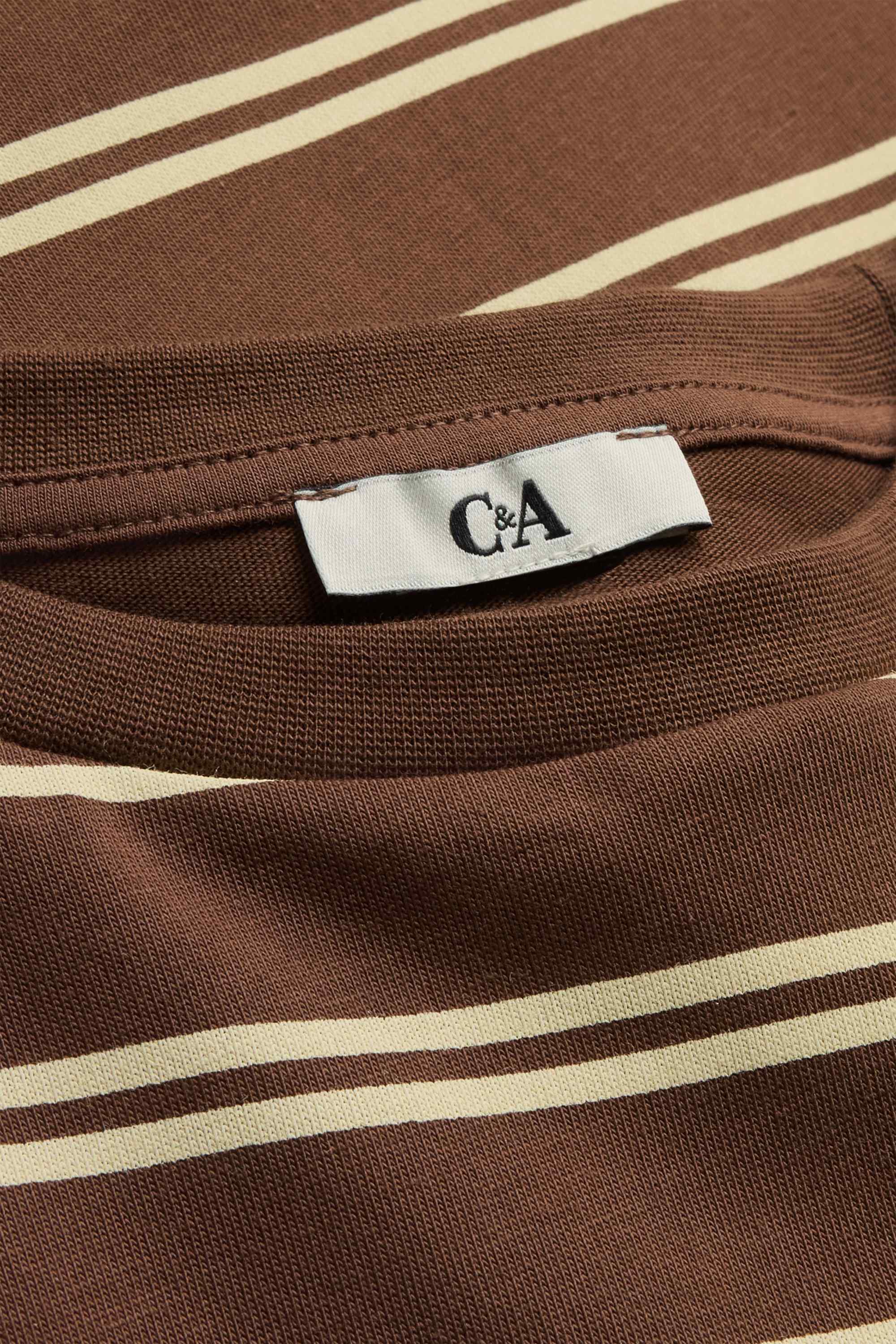 T-shirt - oversized - striped brown / yellow