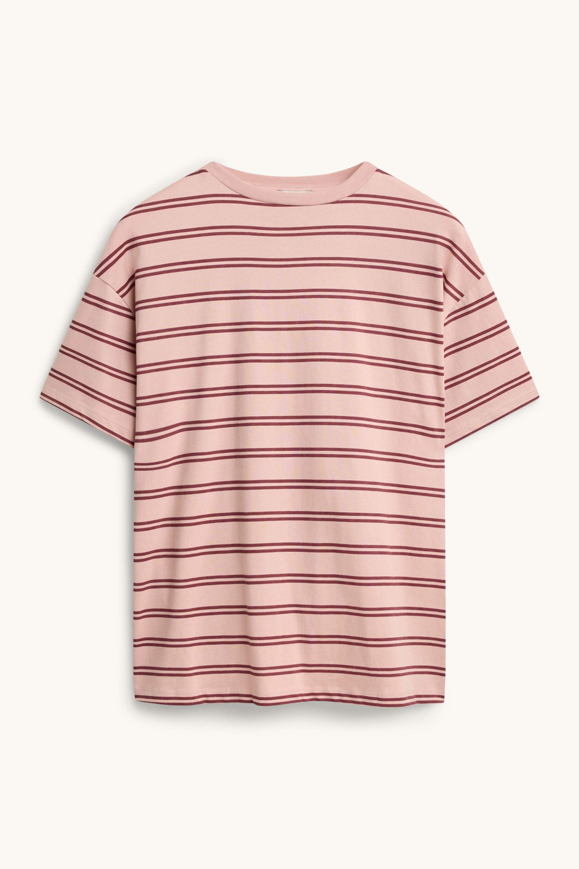 T-shirt - oversized - striped rose / dark red