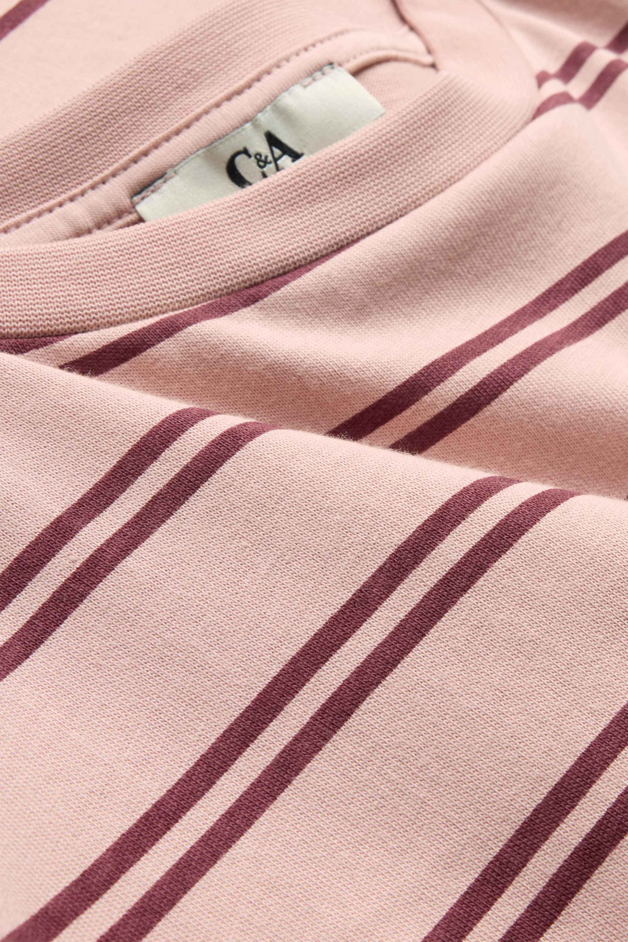 T-shirt - oversized - striped rose / dark red